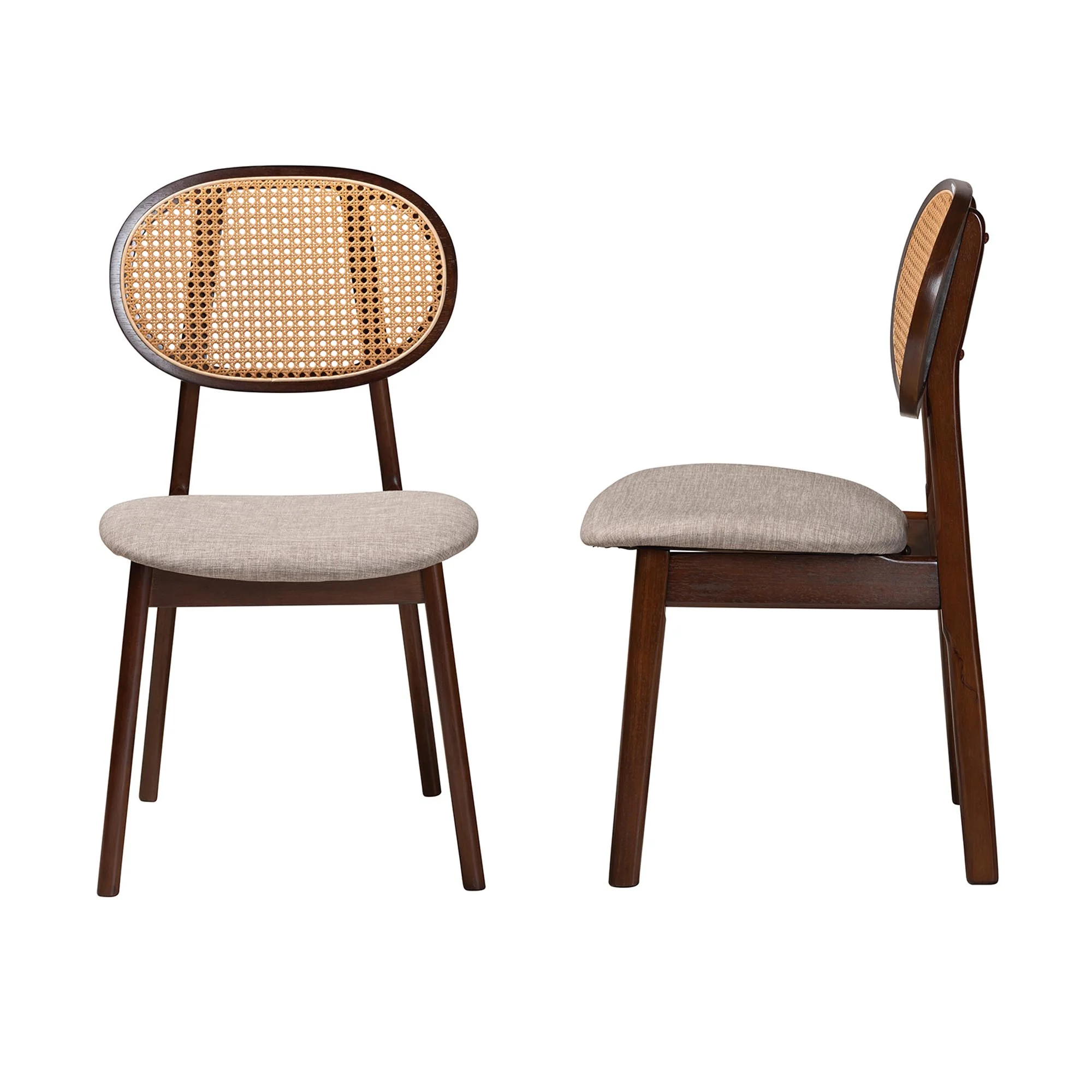 Baxton Studio Darrion Mid-Century Modern Grey Fabric and Walnut Brown Finished Wood 2-Piece Dining Chair Set - Image 4
