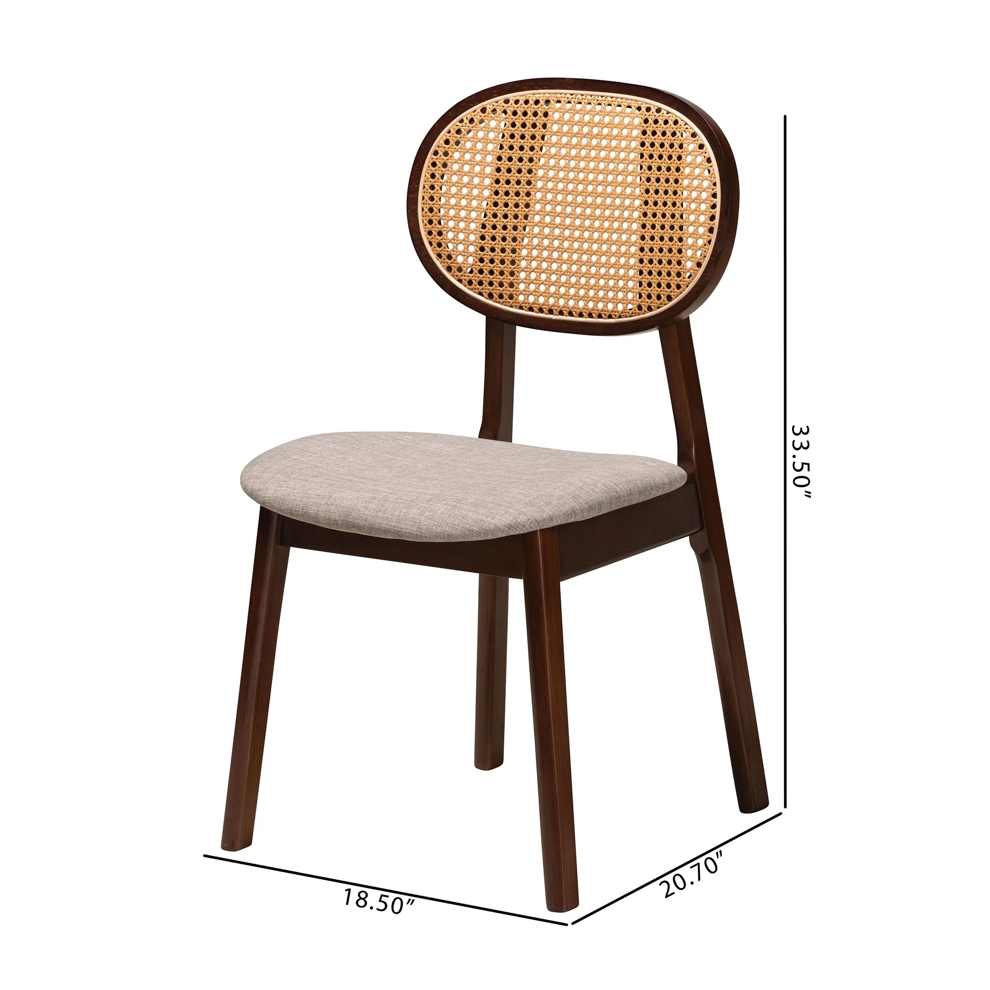 Baxton Studio Darrion Mid-Century Modern Grey Fabric and Walnut Brown Finished Wood 2-Piece Dining Chair Set - Image 8