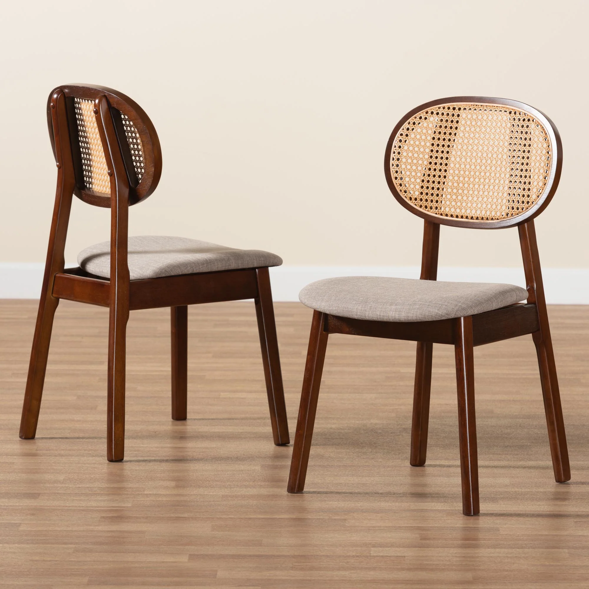 Baxton Studio Darrion Mid-Century Modern Grey Fabric and Walnut Brown Finished Wood 2-Piece Dining Chair Set - Image 9