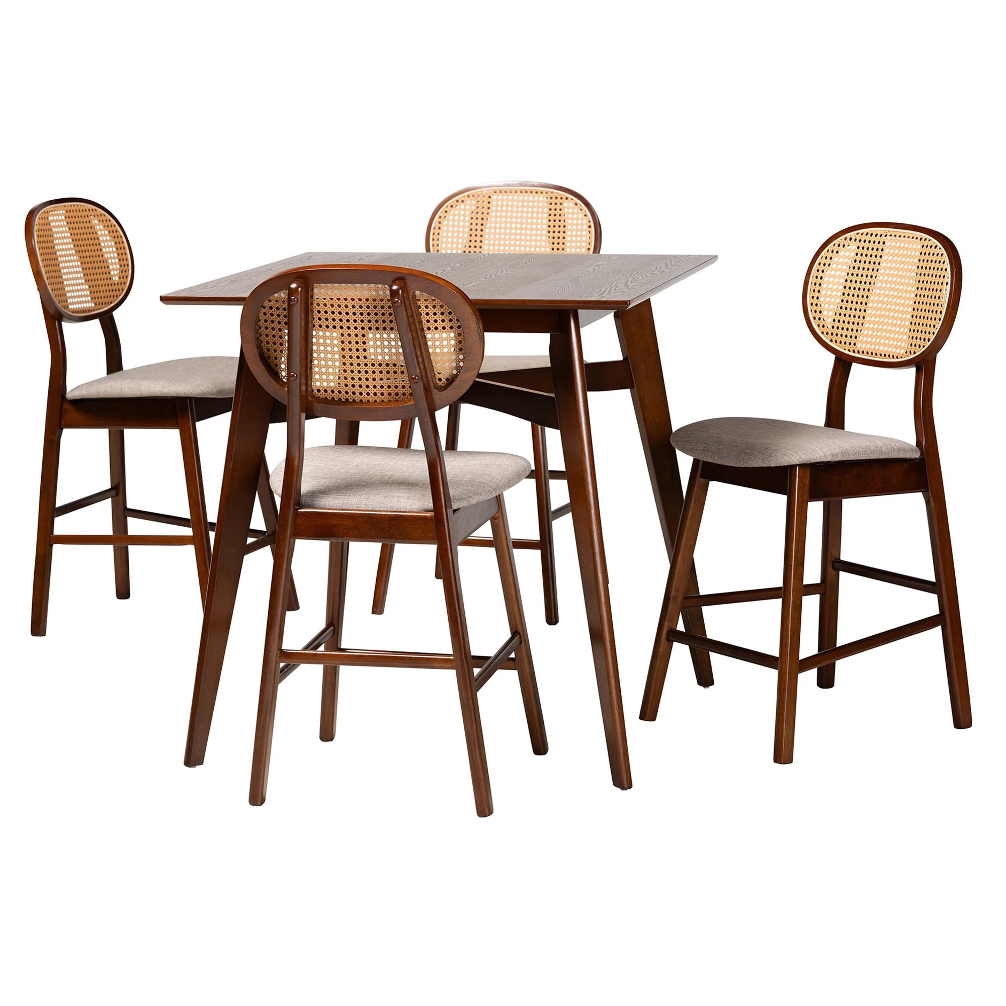 Baxton Studio Darrion Mid-Century Modern Grey Fabric and Walnut Brown Finished Wood 5-Piece Pub Set - Image 2