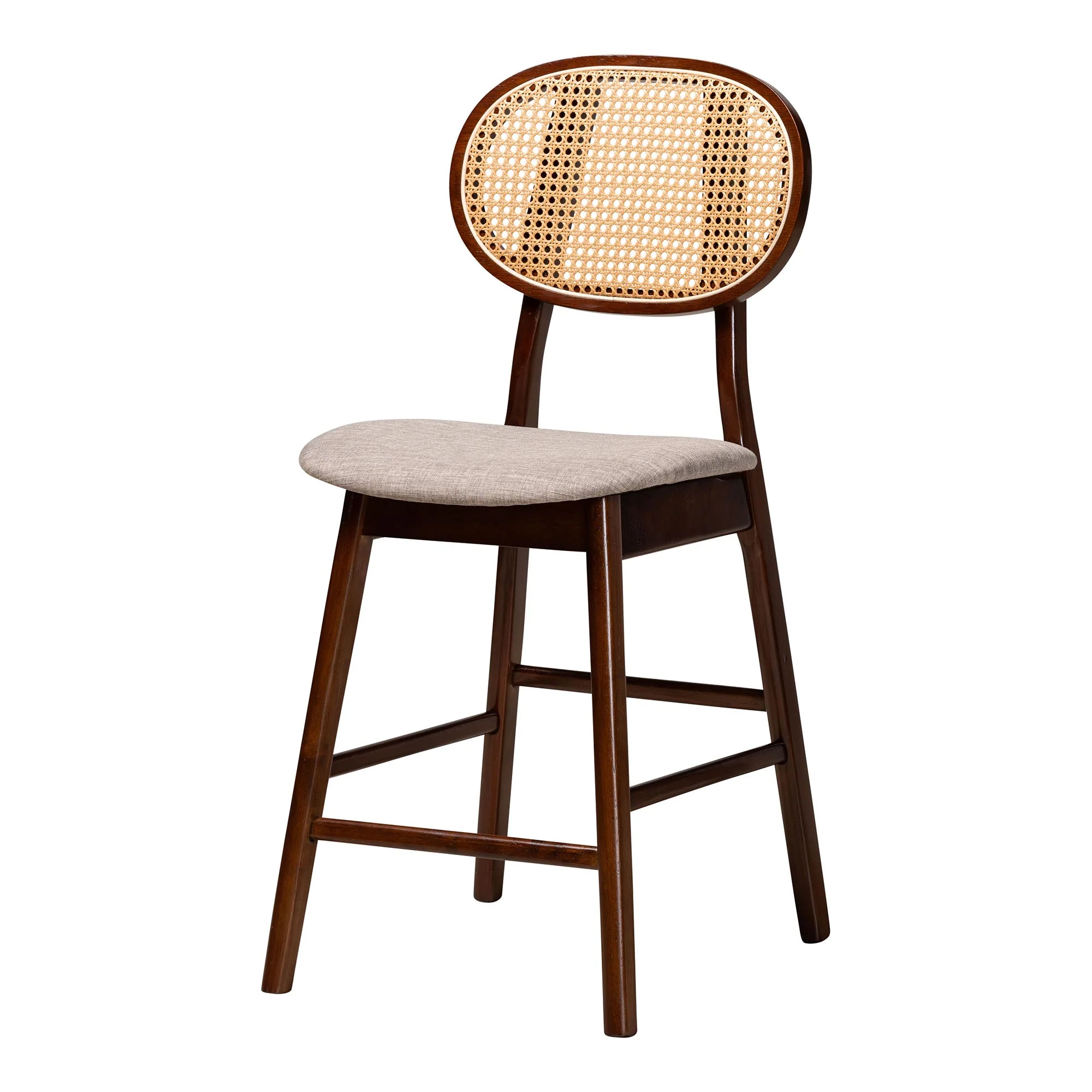 Baxton Studio Darrion Mid-Century Modern Grey Fabric and Walnut Brown Finished Wood 5-Piece Pub Set - Image 3