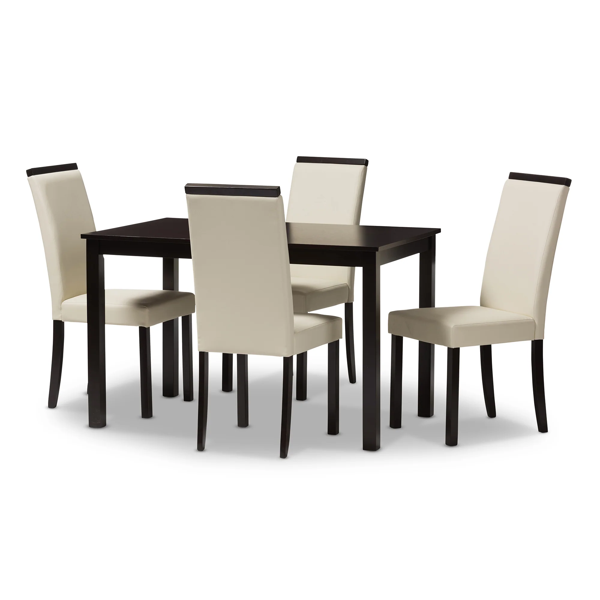 Baxton Studio Daveney Modern and Contemporary Cream Faux Leather Upholstered 5-Piece Dining Set - Image 2