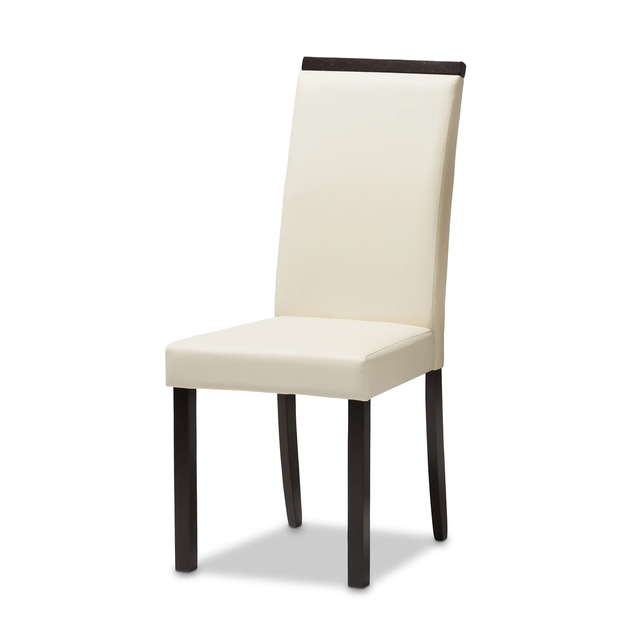 Baxton Studio Daveney Modern and Contemporary Cream Faux Leather Upholstered 5-Piece Dining Set - Image 3