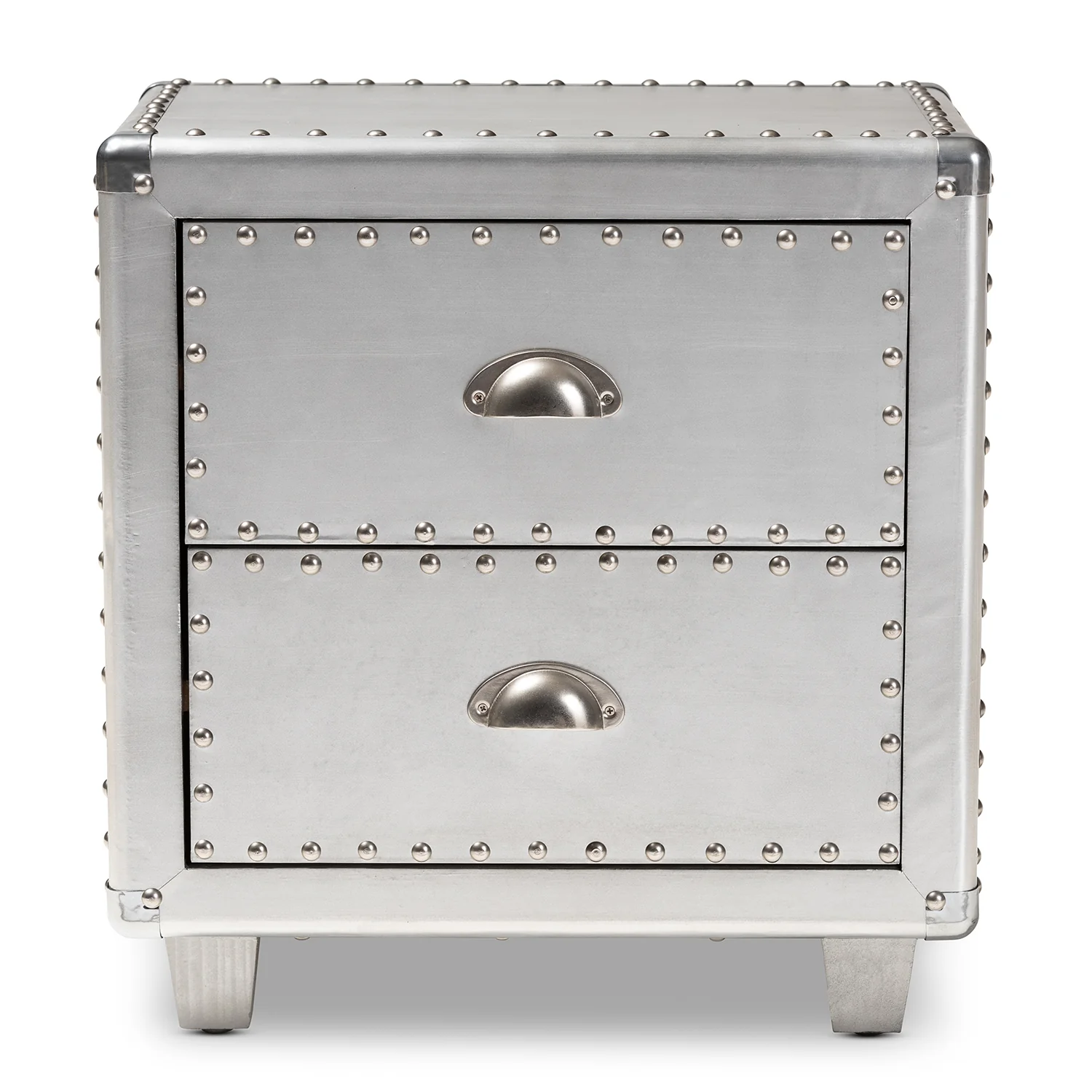 Baxton Studio Davet French Industrial Silver Metal 2-Drawer End Table - Image 6
