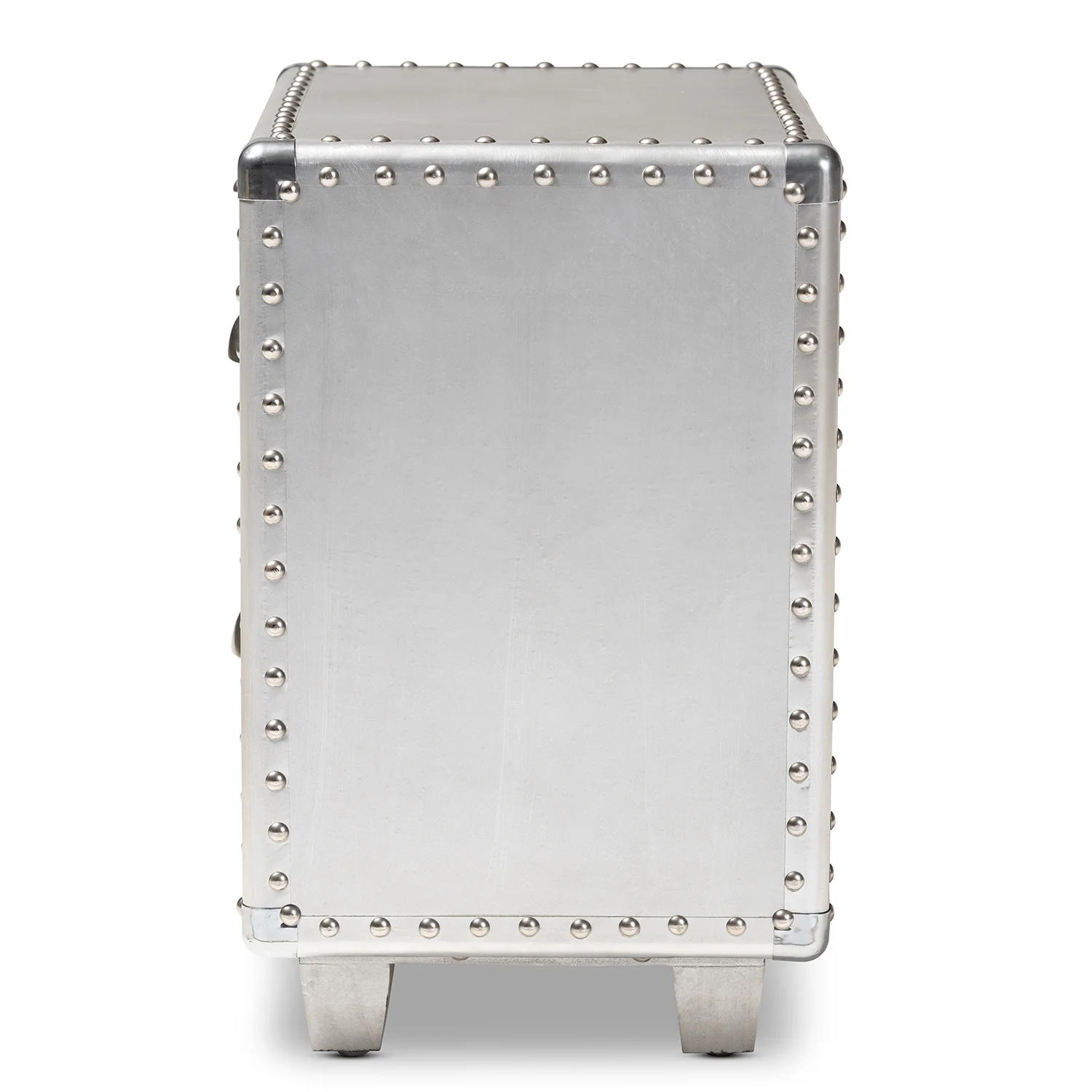 Baxton Studio Davet French Industrial Silver Metal 2-Drawer End Table - Image 7