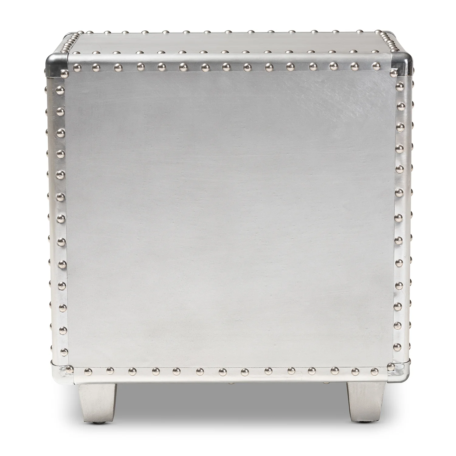 Baxton Studio Davet French Industrial Silver Metal 2-Drawer End Table - Image 8