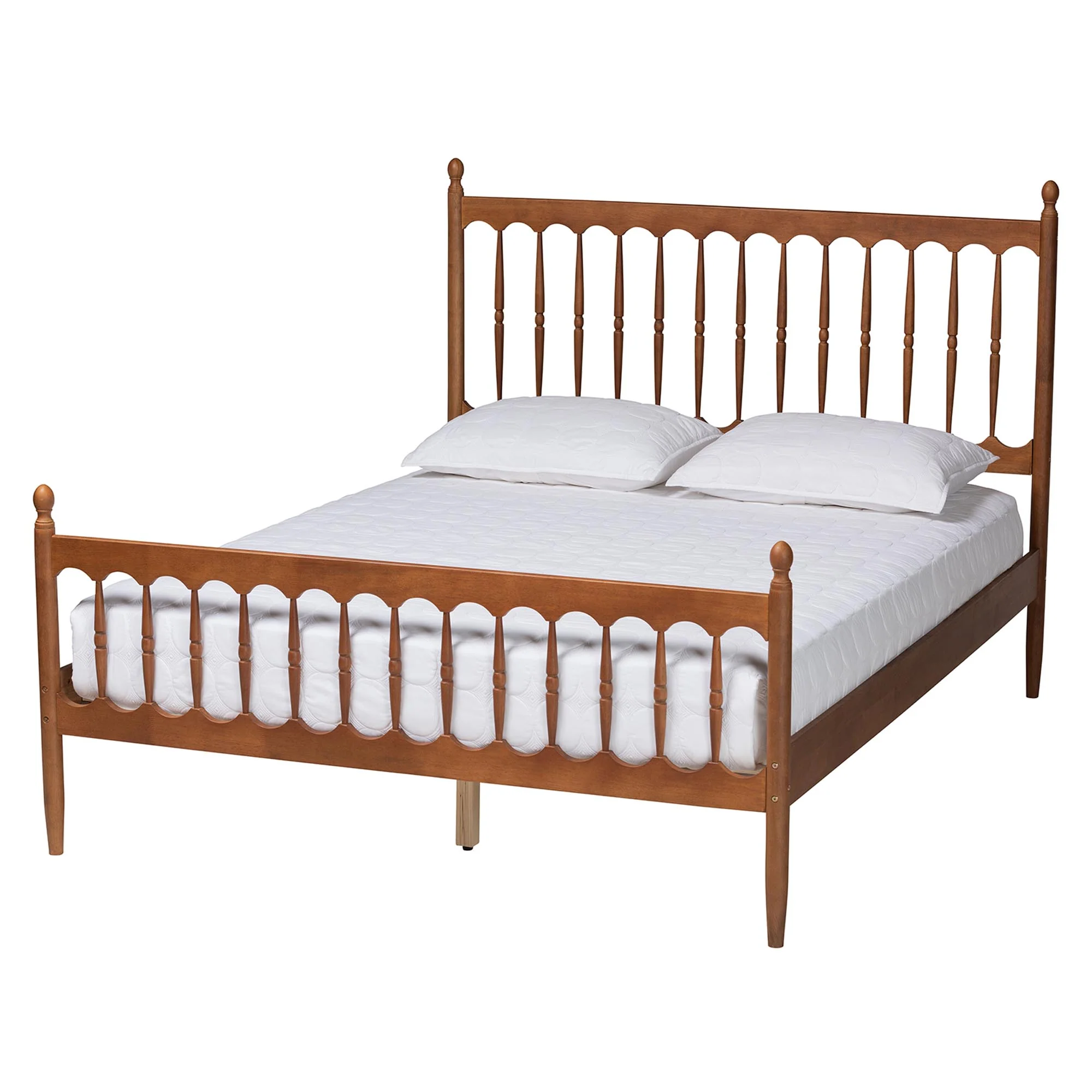 Baxton Studio Deance Retro-Modern Walnut Brown Finished Wood Queen Size Platform Bed - Image 2