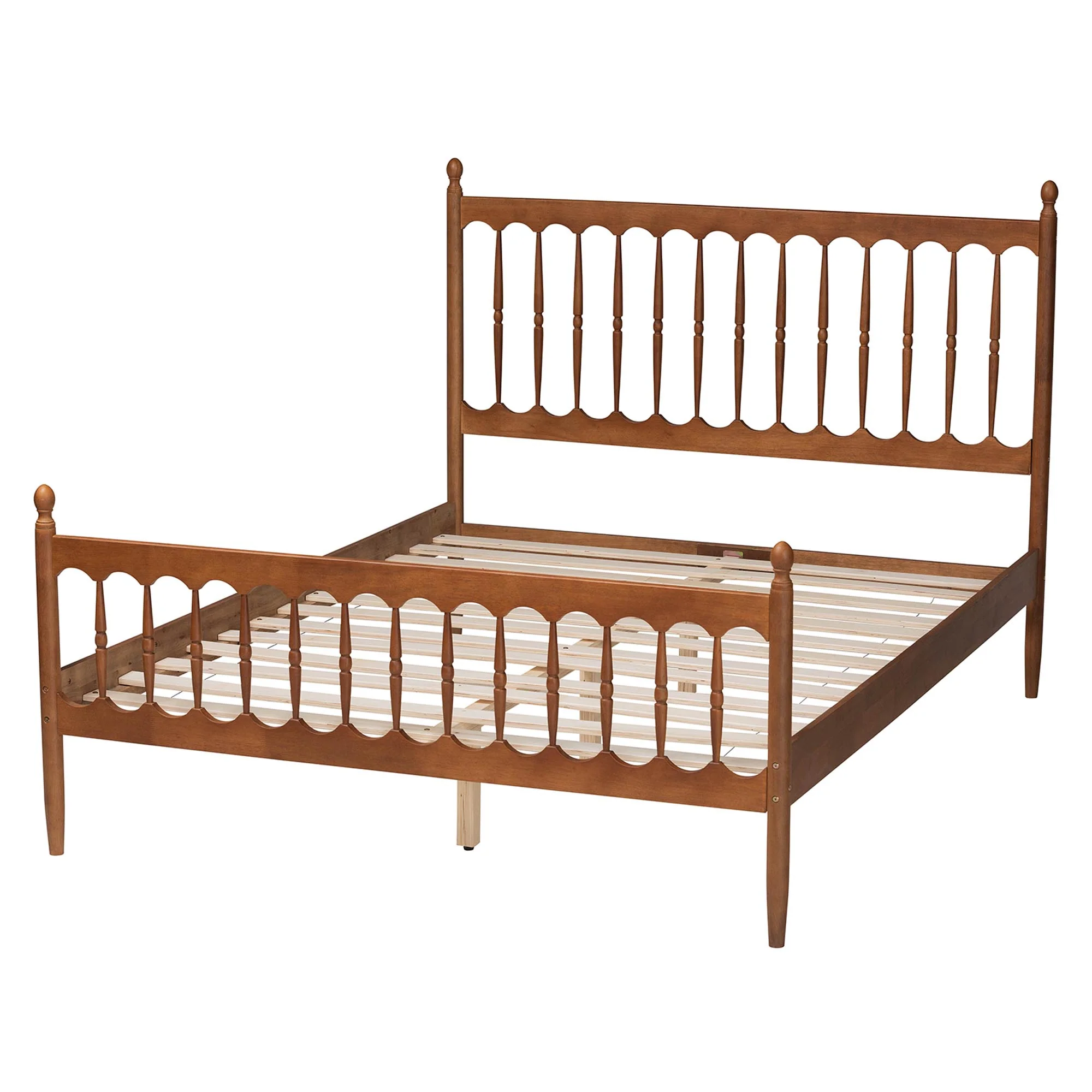 Baxton Studio Deance Retro-Modern Walnut Brown Finished Wood Queen Size Platform Bed - Image 4
