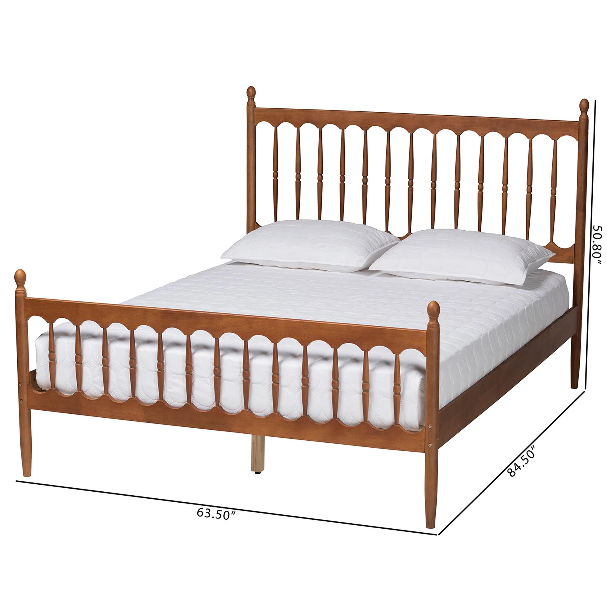 Baxton Studio Deance Retro-Modern Walnut Brown Finished Wood Queen Size Platform Bed - Image 8