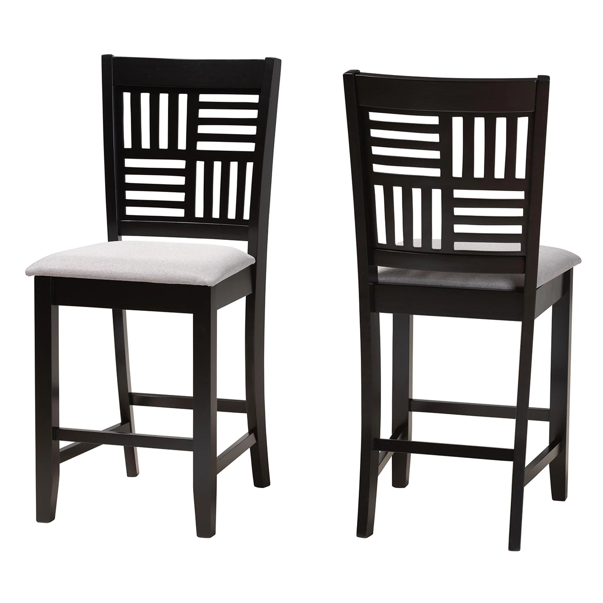 Baxton Studio Deanna Modern Beige Fabric and Dark Brown Finished Wood 2-Piece Counter Stool Set - Image 11