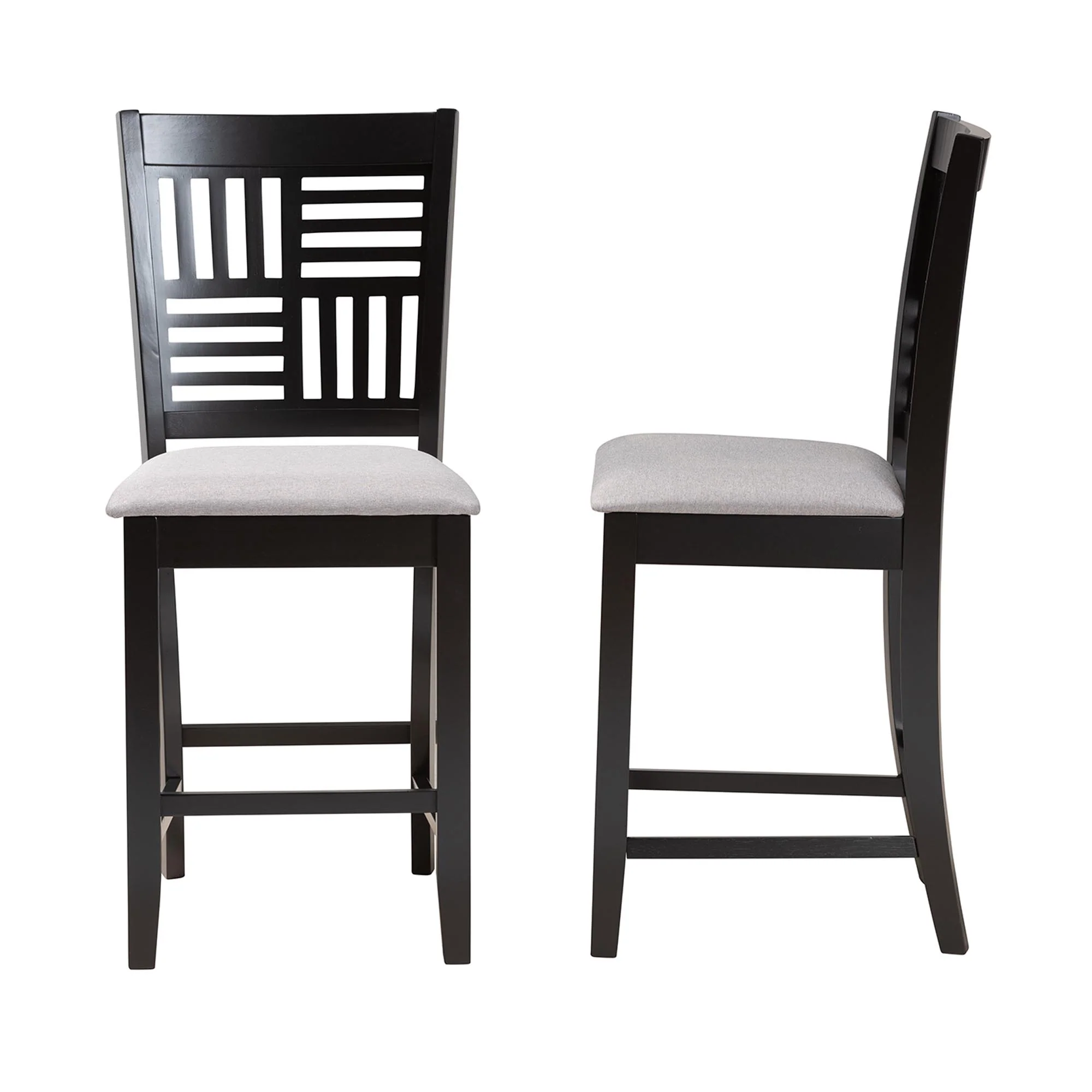 Baxton Studio Deanna Modern Beige Fabric and Dark Brown Finished Wood 2-Piece Counter Stool Set - Image 13