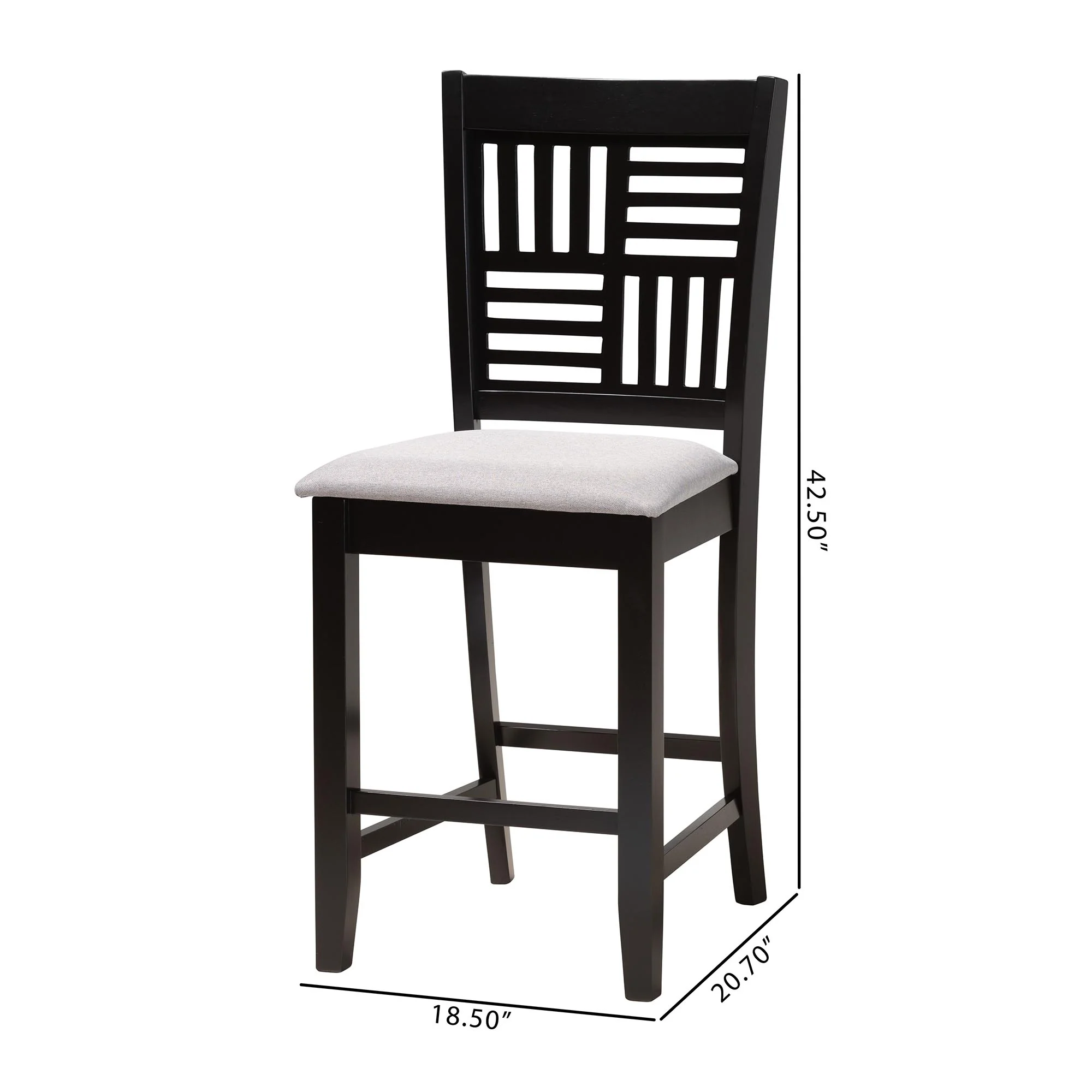 Baxton Studio Deanna Modern Beige Fabric and Dark Brown Finished Wood 2-Piece Counter Stool Set - Image 17