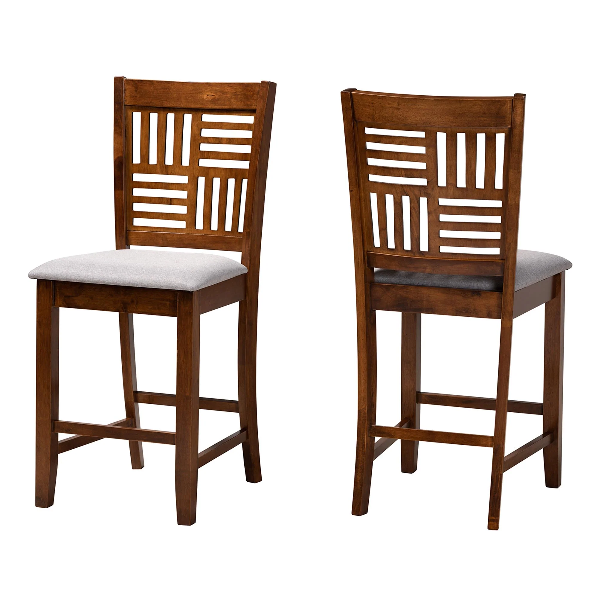 Baxton Studio Deanna Modern Beige Fabric and Dark Brown Finished Wood 2-Piece Counter Stool Set - Image 20