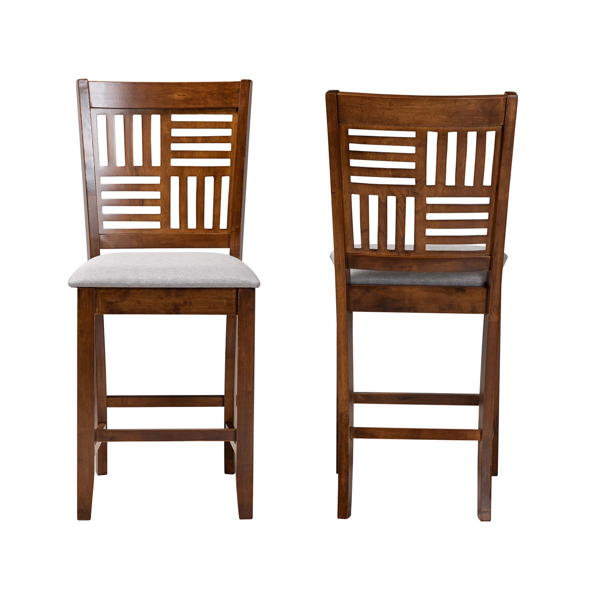 Baxton Studio Deanna Modern Beige Fabric and Dark Brown Finished Wood 2-Piece Counter Stool Set - Image 21