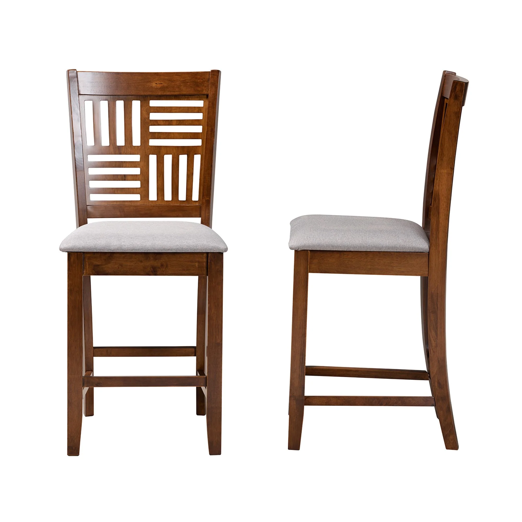 Baxton Studio Deanna Modern Beige Fabric and Dark Brown Finished Wood 2-Piece Counter Stool Set - Image 22