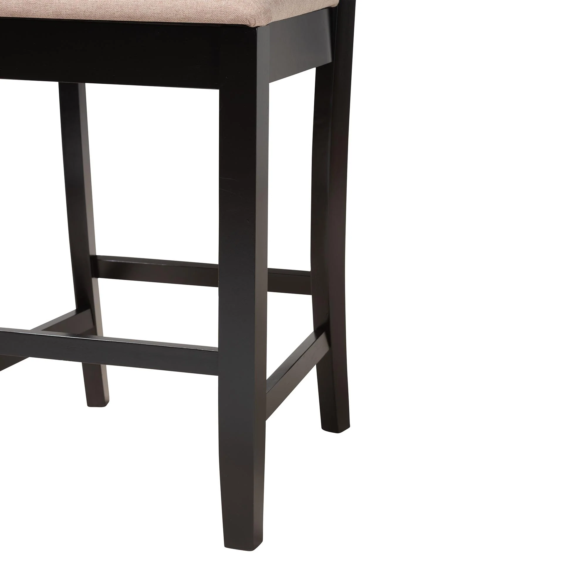 Baxton Studio Deanna Modern Beige Fabric and Dark Brown Finished Wood 2-Piece Counter Stool Set - Image 6