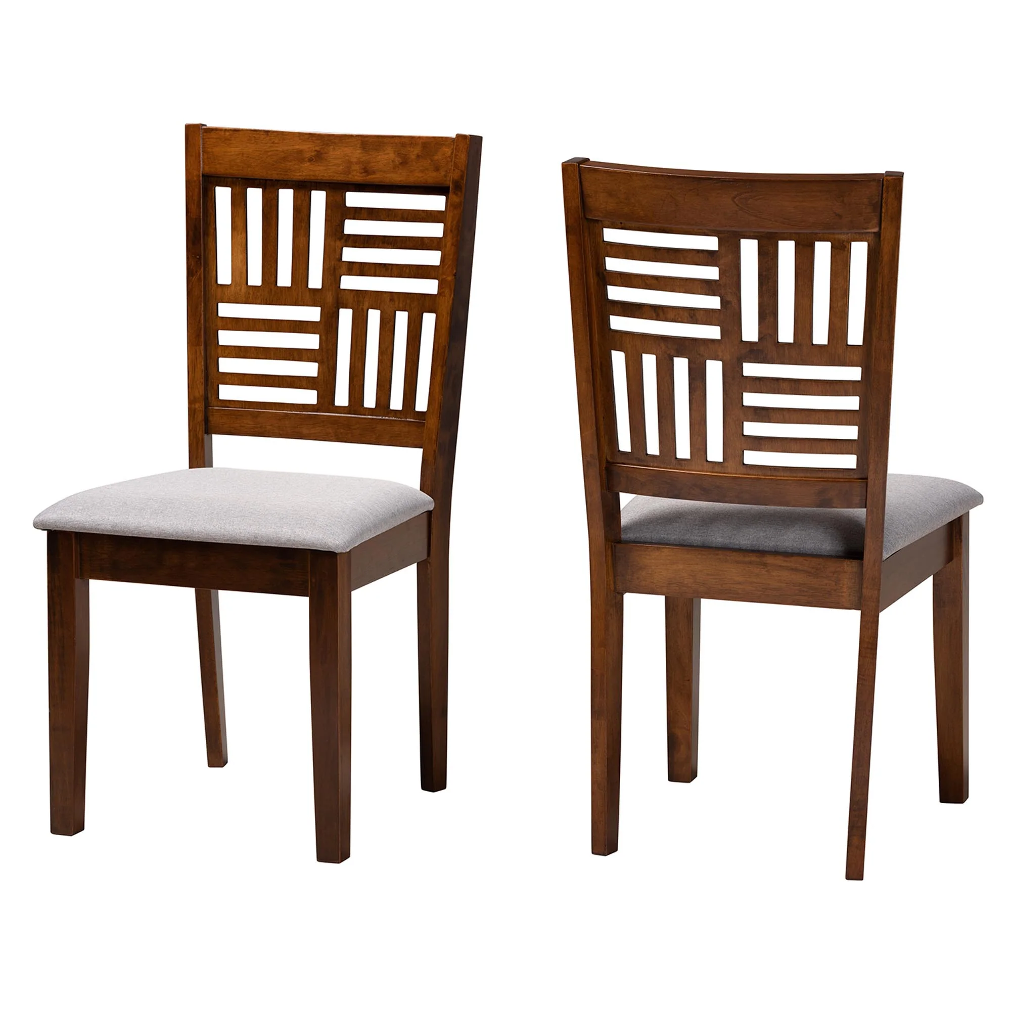 Baxton Studio Deanna Modern Beige Fabric and Dark Brown Finished Wood 2-Piece Dining Chair Set - Image 11
