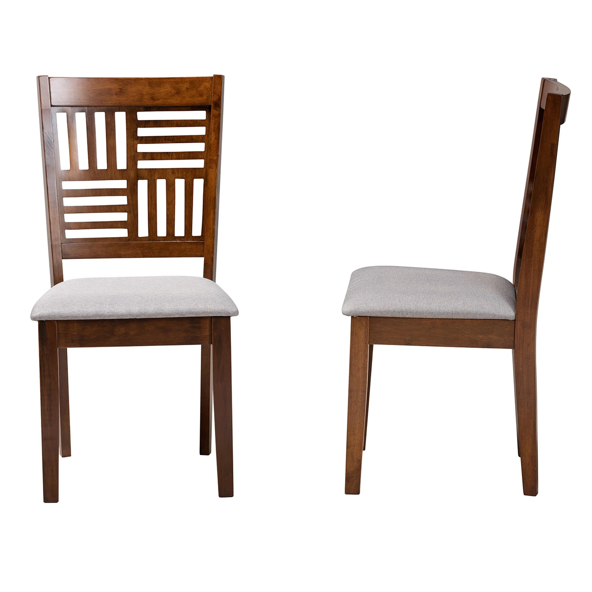Baxton Studio Deanna Modern Beige Fabric and Dark Brown Finished Wood 2-Piece Dining Chair Set - Image 13
