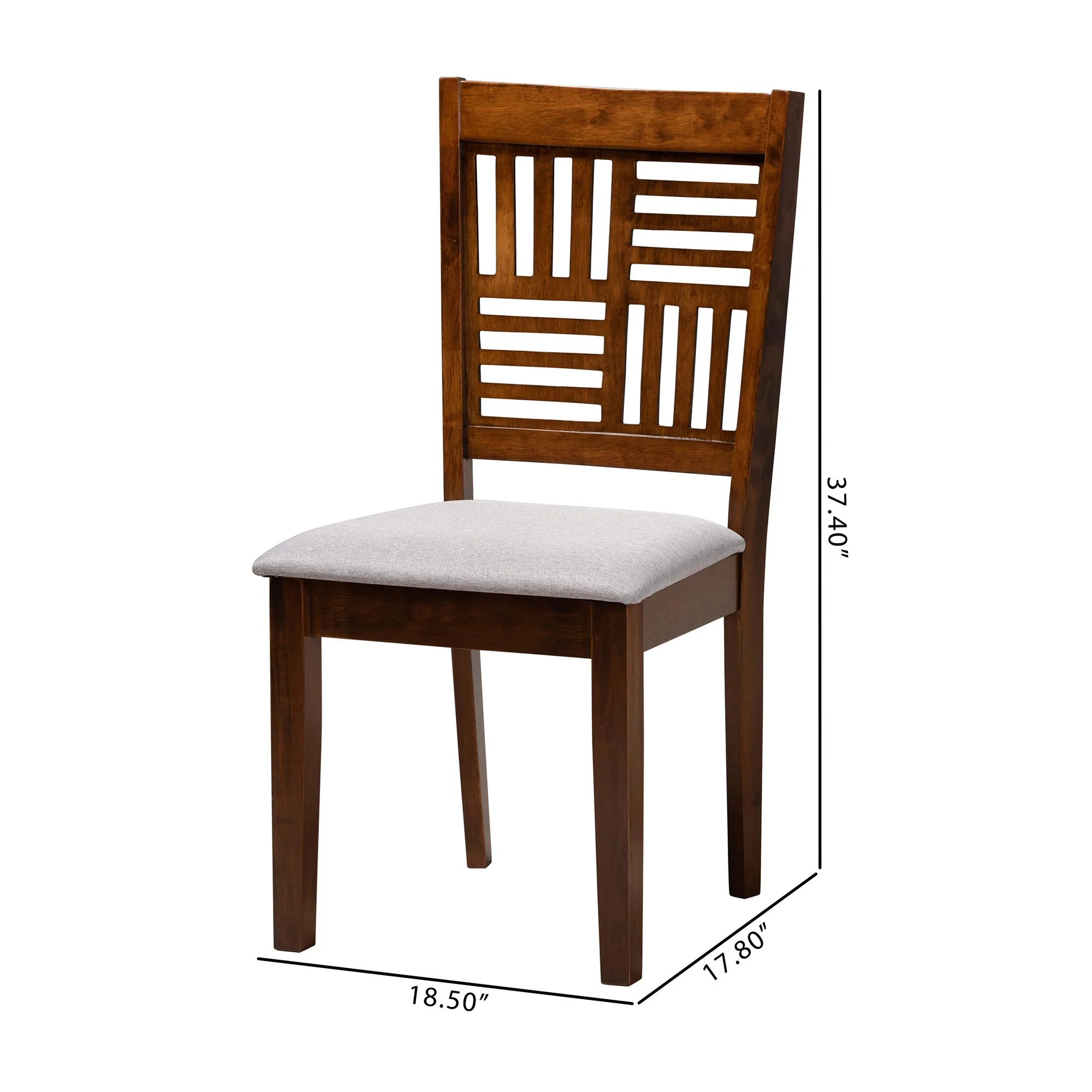 Baxton Studio Deanna Modern Beige Fabric and Dark Brown Finished Wood 2-Piece Dining Chair Set - Image 17