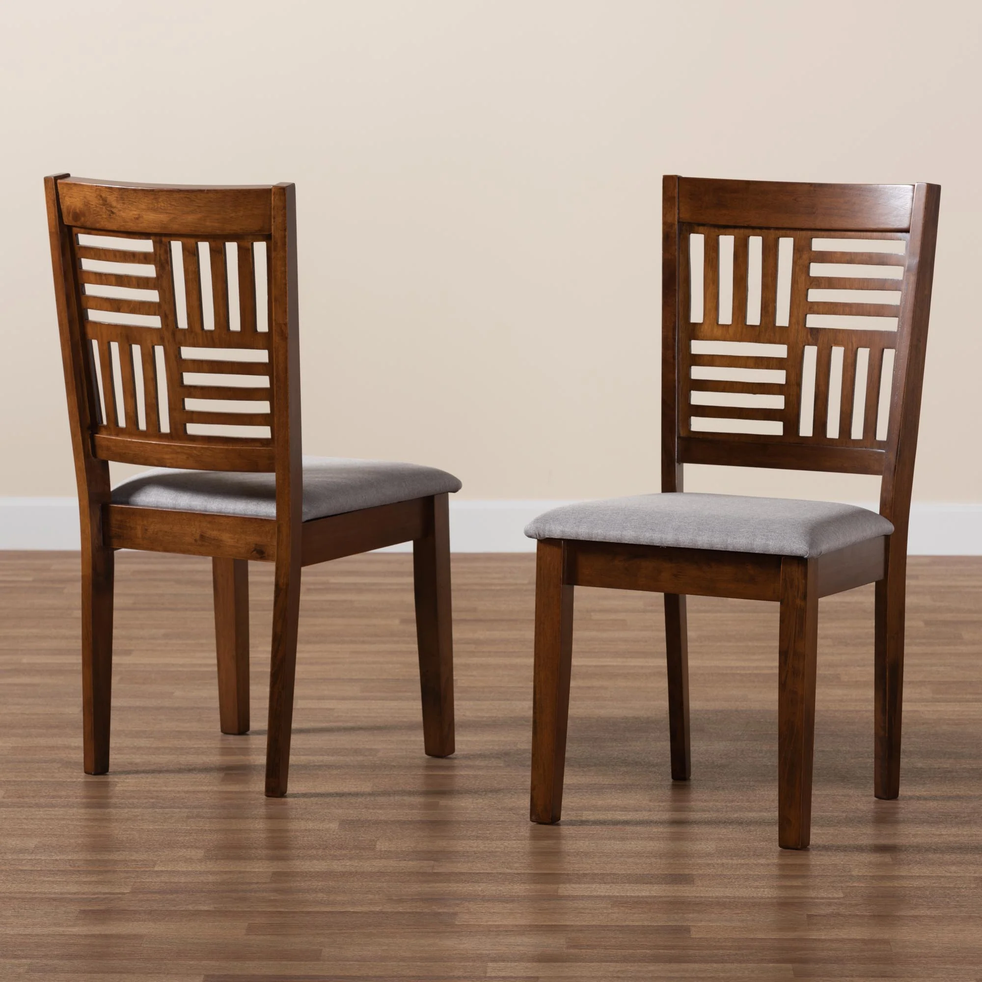 Baxton Studio Deanna Modern Beige Fabric and Dark Brown Finished Wood 2-Piece Dining Chair Set - Image 18
