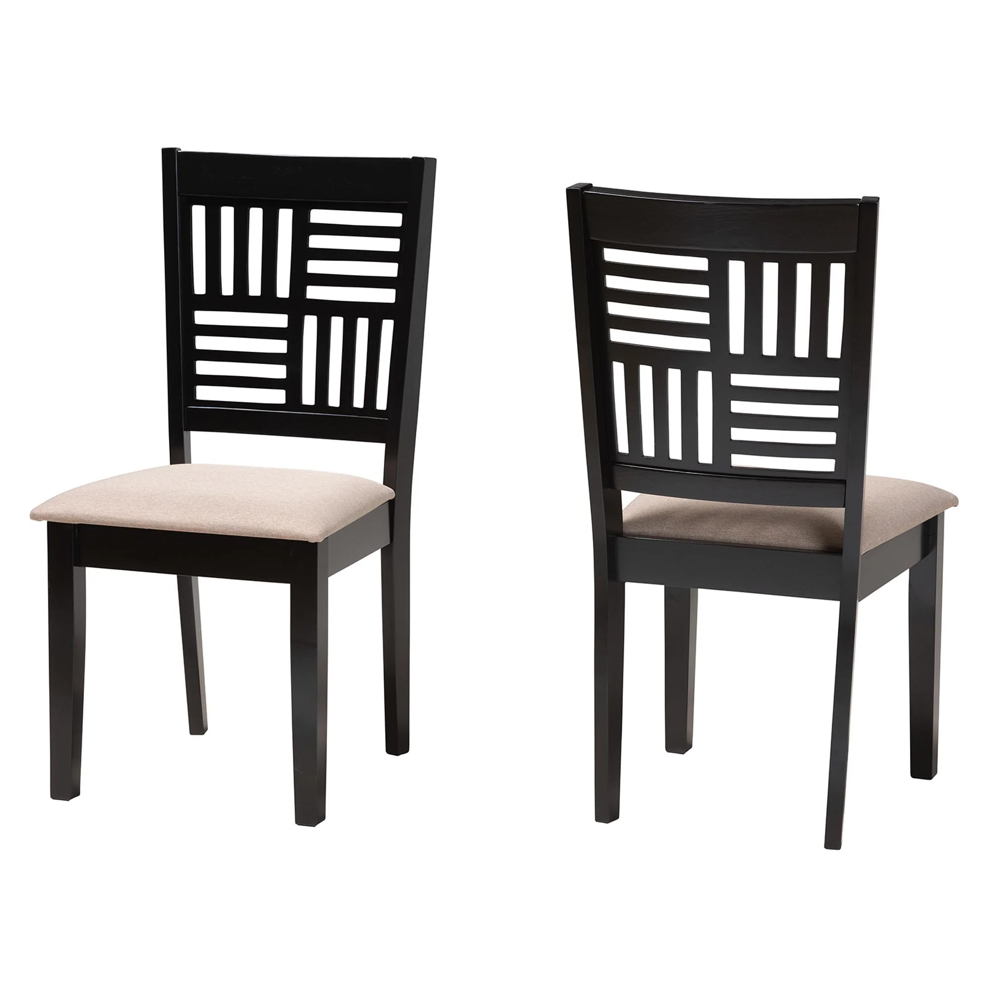 Baxton Studio Deanna Modern Beige Fabric and Dark Brown Finished Wood 2-Piece Dining Chair Set - Image 2