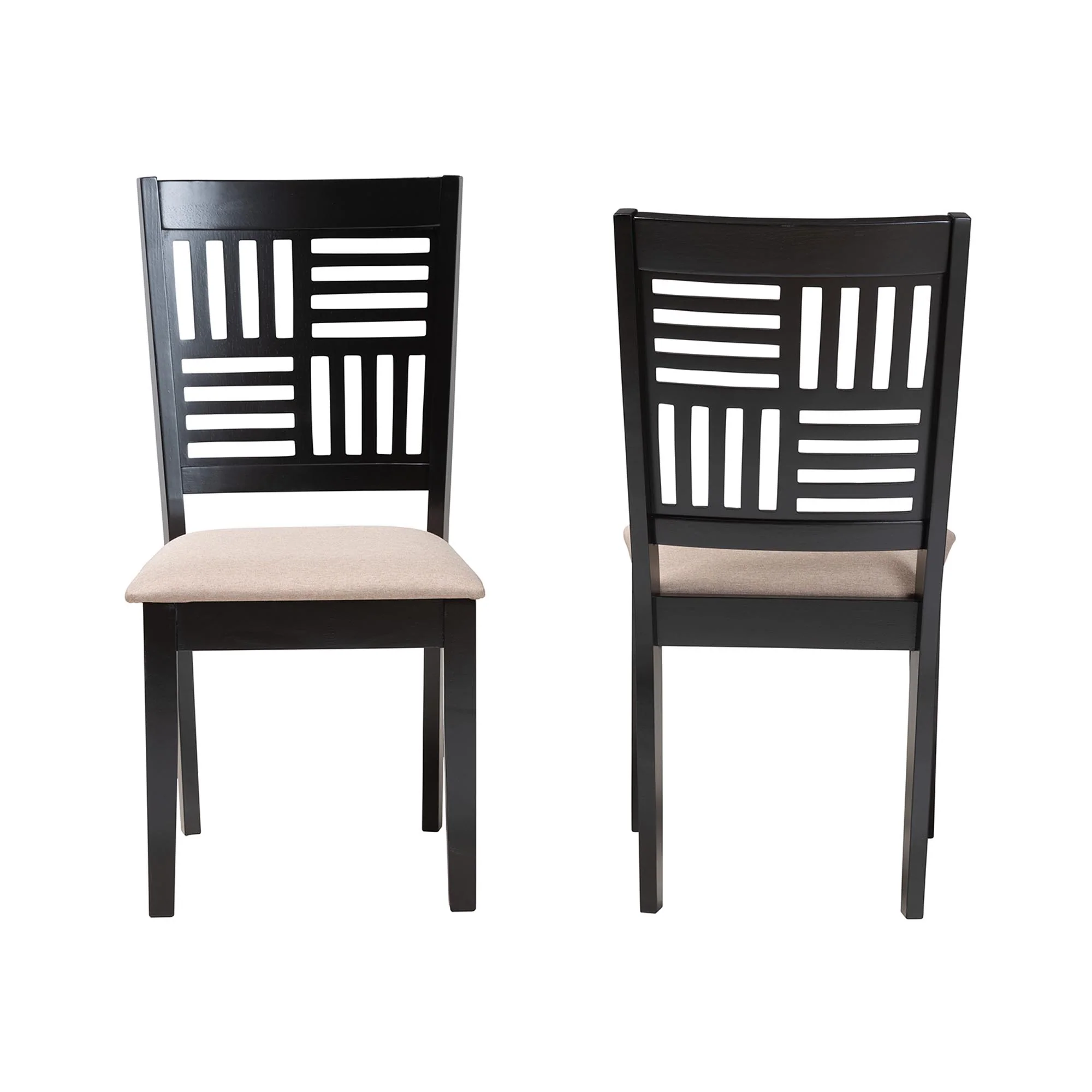 Baxton Studio Deanna Modern Beige Fabric and Dark Brown Finished Wood 2-Piece Dining Chair Set - Image 3