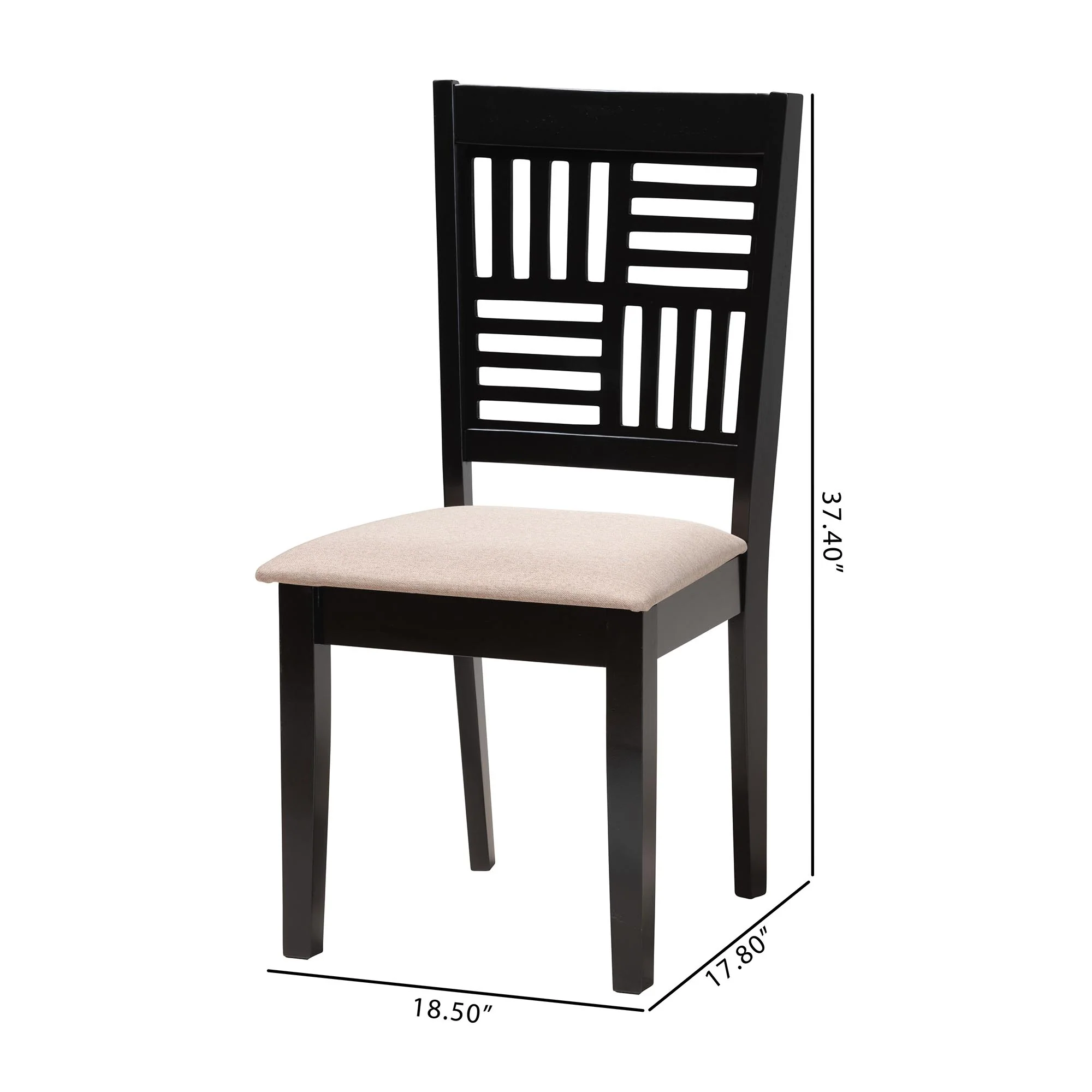 Baxton Studio Deanna Modern Beige Fabric and Dark Brown Finished Wood 2-Piece Dining Chair Set - Image 8
