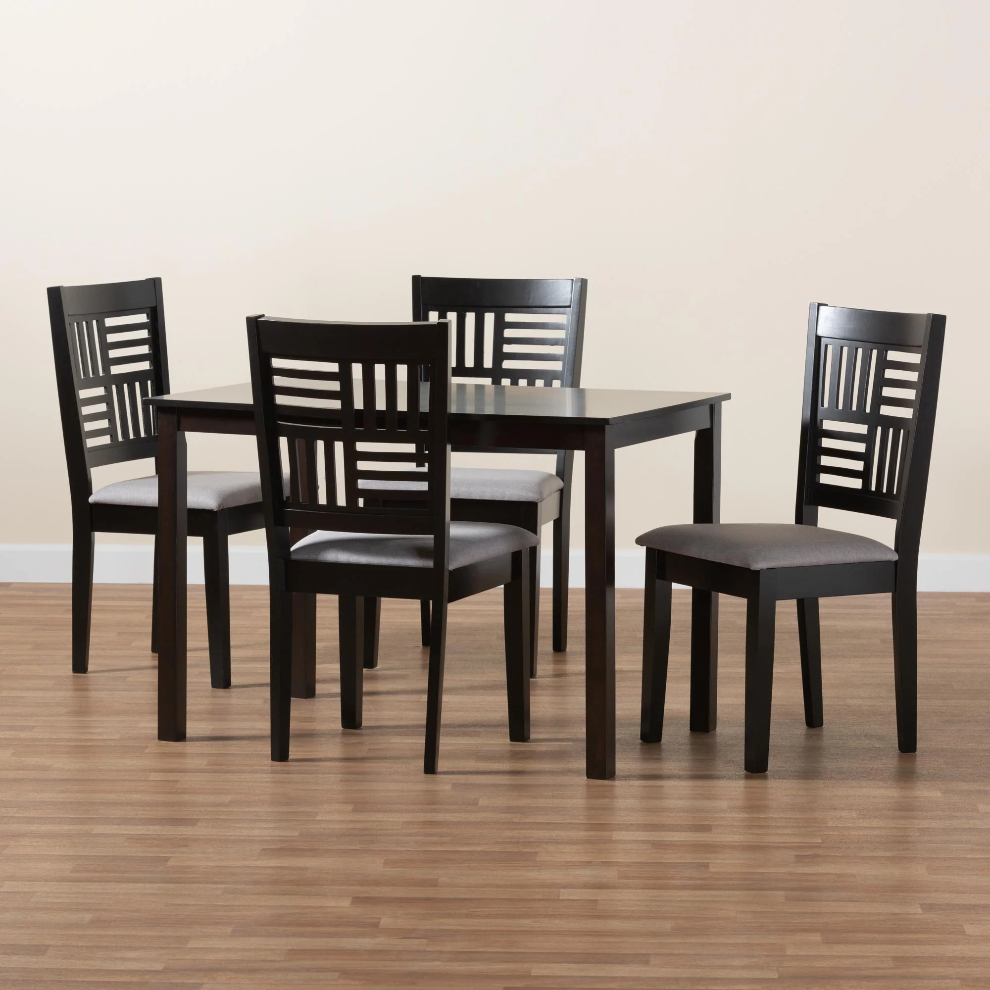 Baxton Studio Deanna Modern Beige Fabric and Dark Brown Finished Wood 5-Piece Dining Set - Image 12