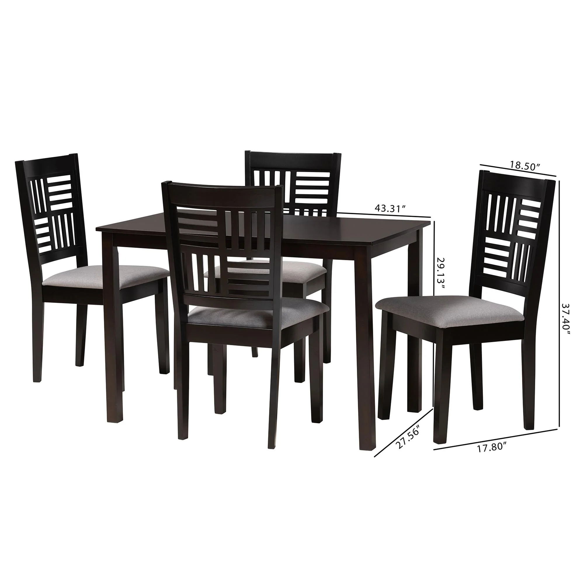 Baxton Studio Deanna Modern Beige Fabric and Dark Brown Finished Wood 5-Piece Dining Set - Image 13