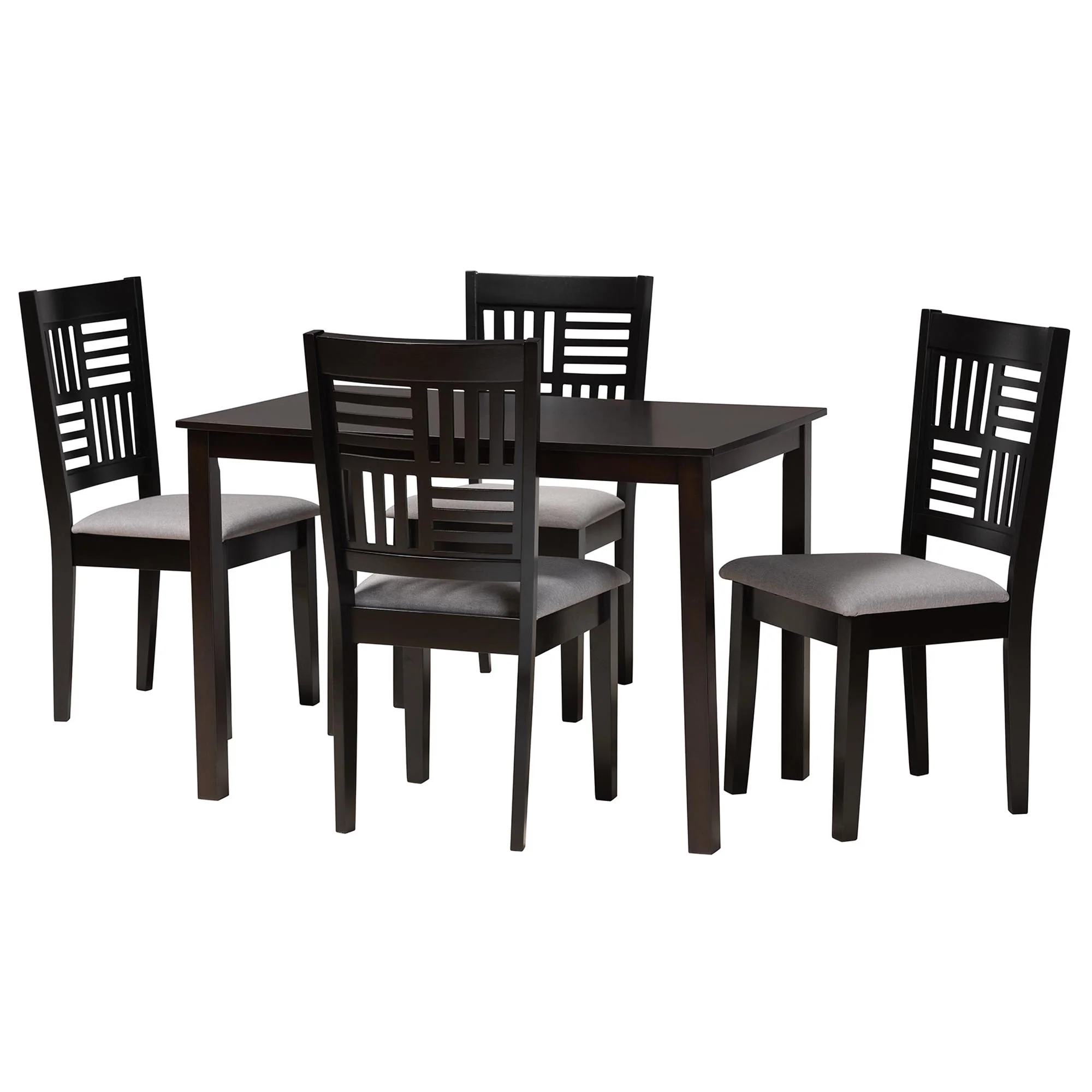 Baxton Studio Deanna Modern Beige Fabric and Dark Brown Finished Wood 5-Piece Dining Set - Image 14