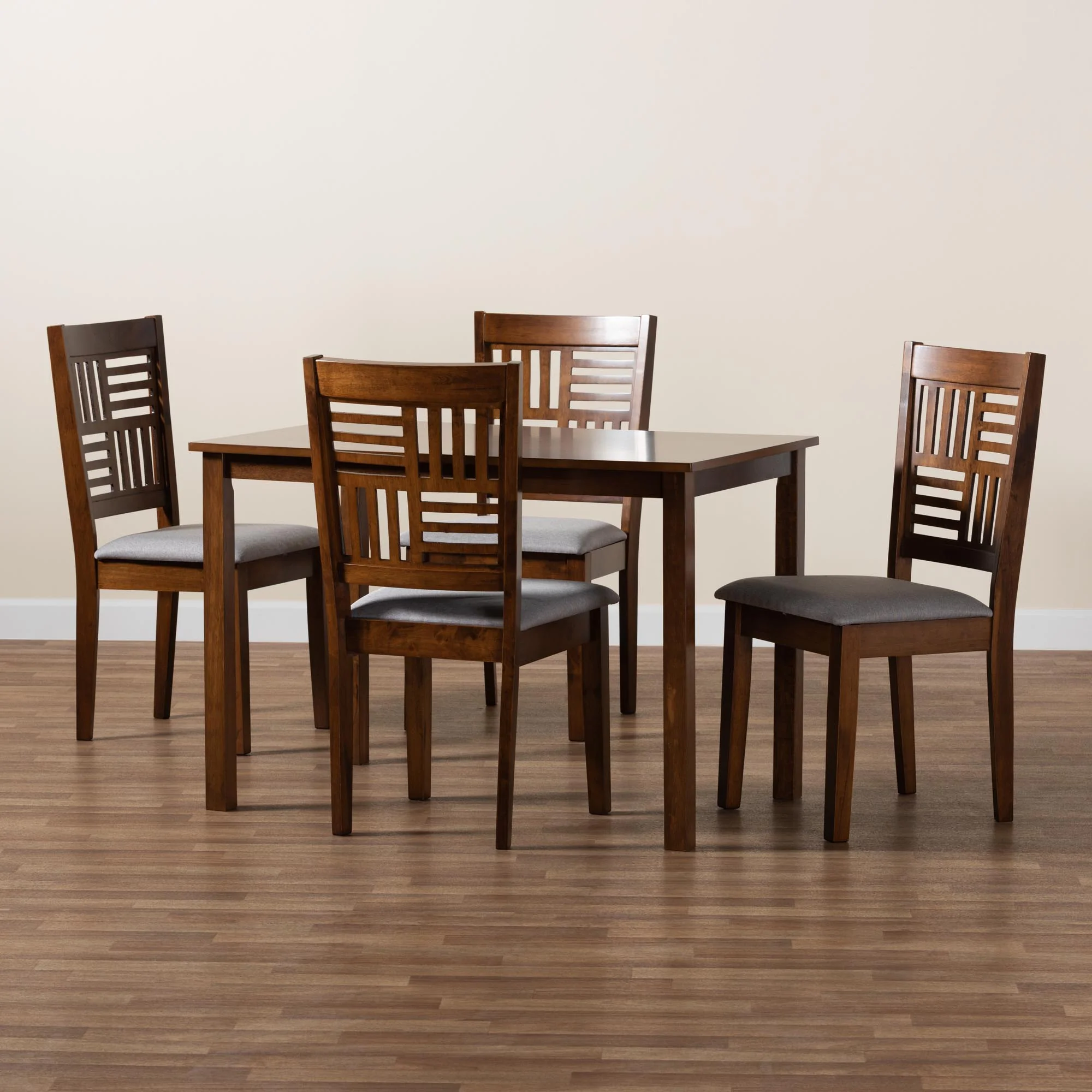 Baxton Studio Deanna Modern Beige Fabric and Dark Brown Finished Wood 5-Piece Dining Set - Image 22