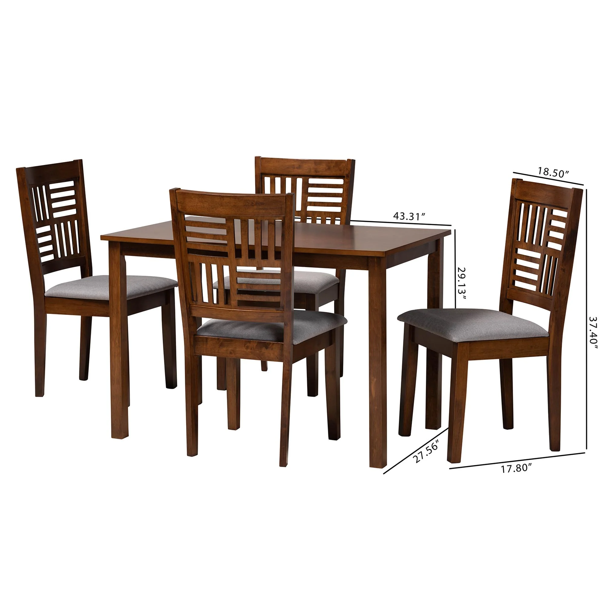 Baxton Studio Deanna Modern Beige Fabric and Dark Brown Finished Wood 5-Piece Dining Set - Image 23