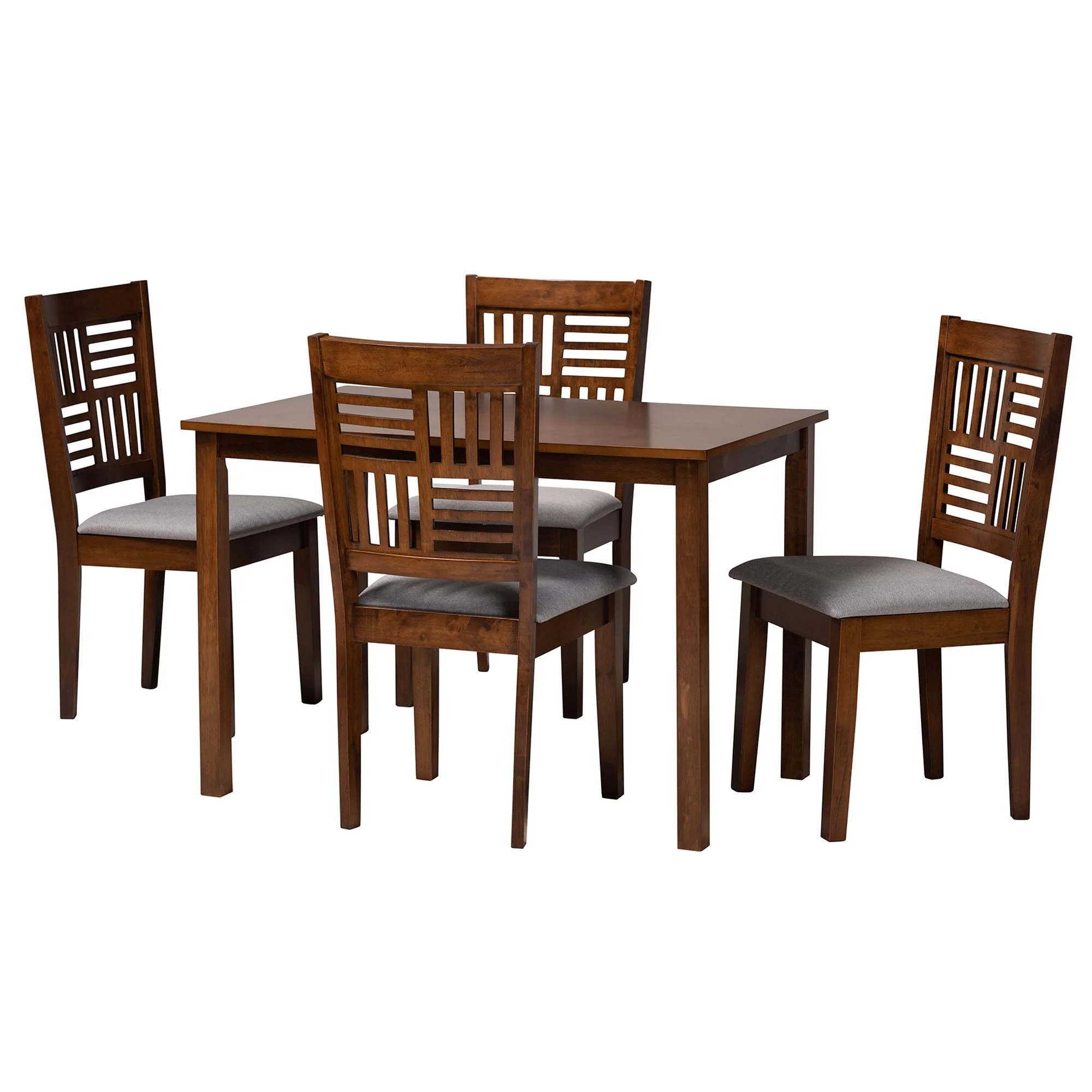Baxton Studio Deanna Modern Beige Fabric and Dark Brown Finished Wood 5-Piece Dining Set - Image 24
