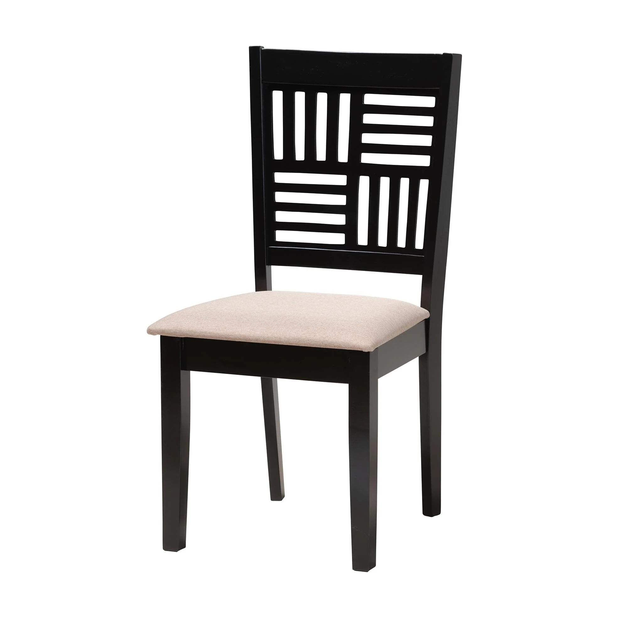 Baxton Studio Deanna Modern Beige Fabric and Dark Brown Finished Wood 5-Piece Dining Set - Image 5