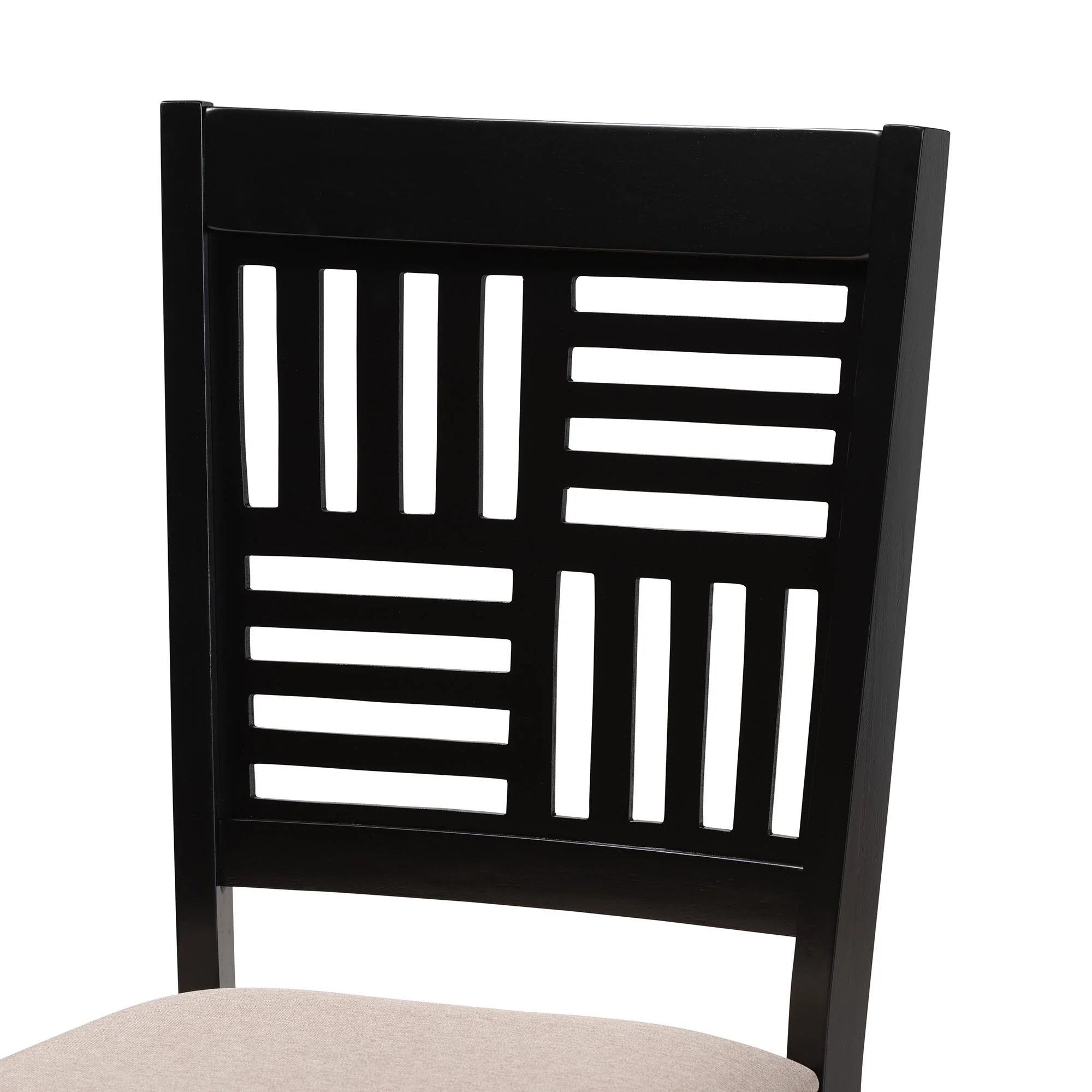 Baxton Studio Deanna Modern Beige Fabric and Dark Brown Finished Wood 5-Piece Dining Set - Image 8