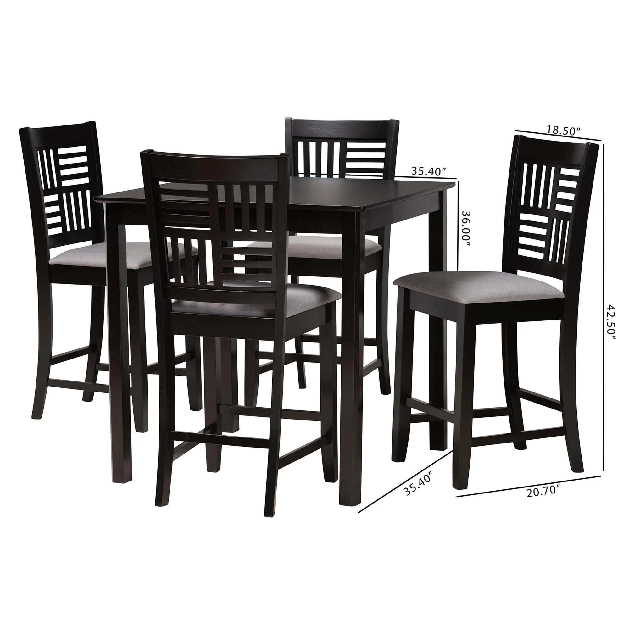 Baxton Studio Deanna Modern Beige Fabric and Dark Brown Finished Wood 5-Piece Pub Set - Image 13