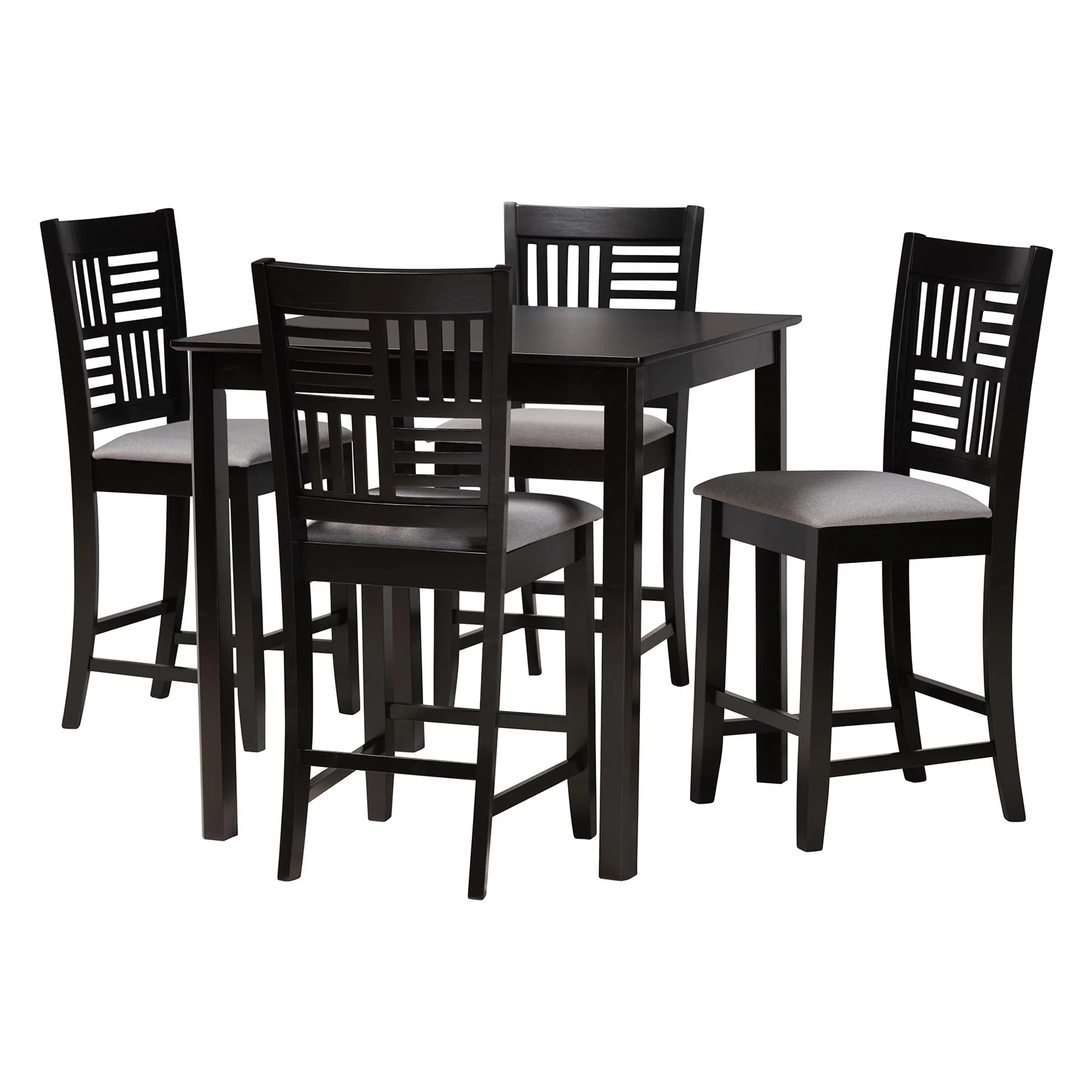 Baxton Studio Deanna Modern Beige Fabric and Dark Brown Finished Wood 5-Piece Pub Set - Image 14