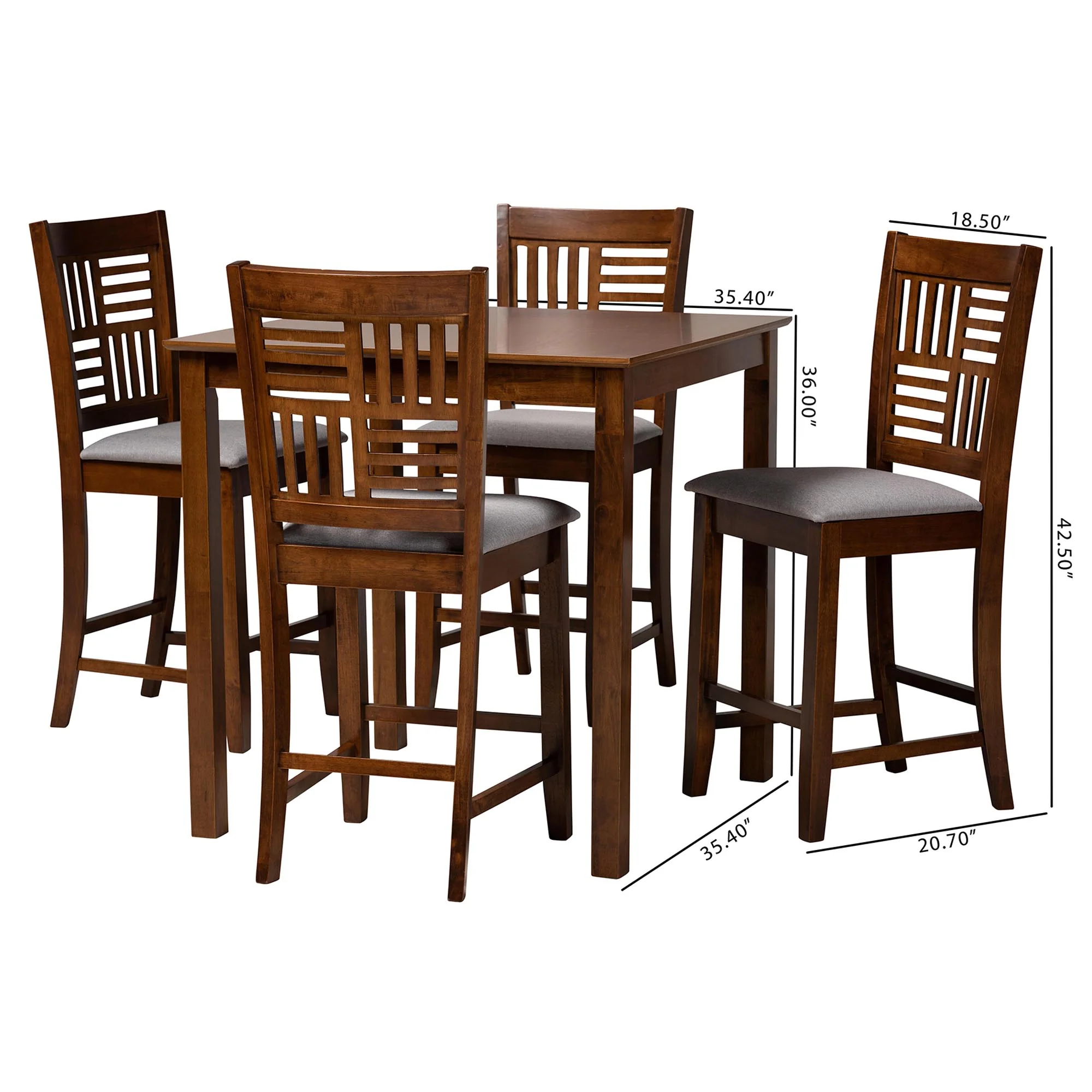 Baxton Studio Deanna Modern Beige Fabric and Dark Brown Finished Wood 5-Piece Pub Set - Image 23