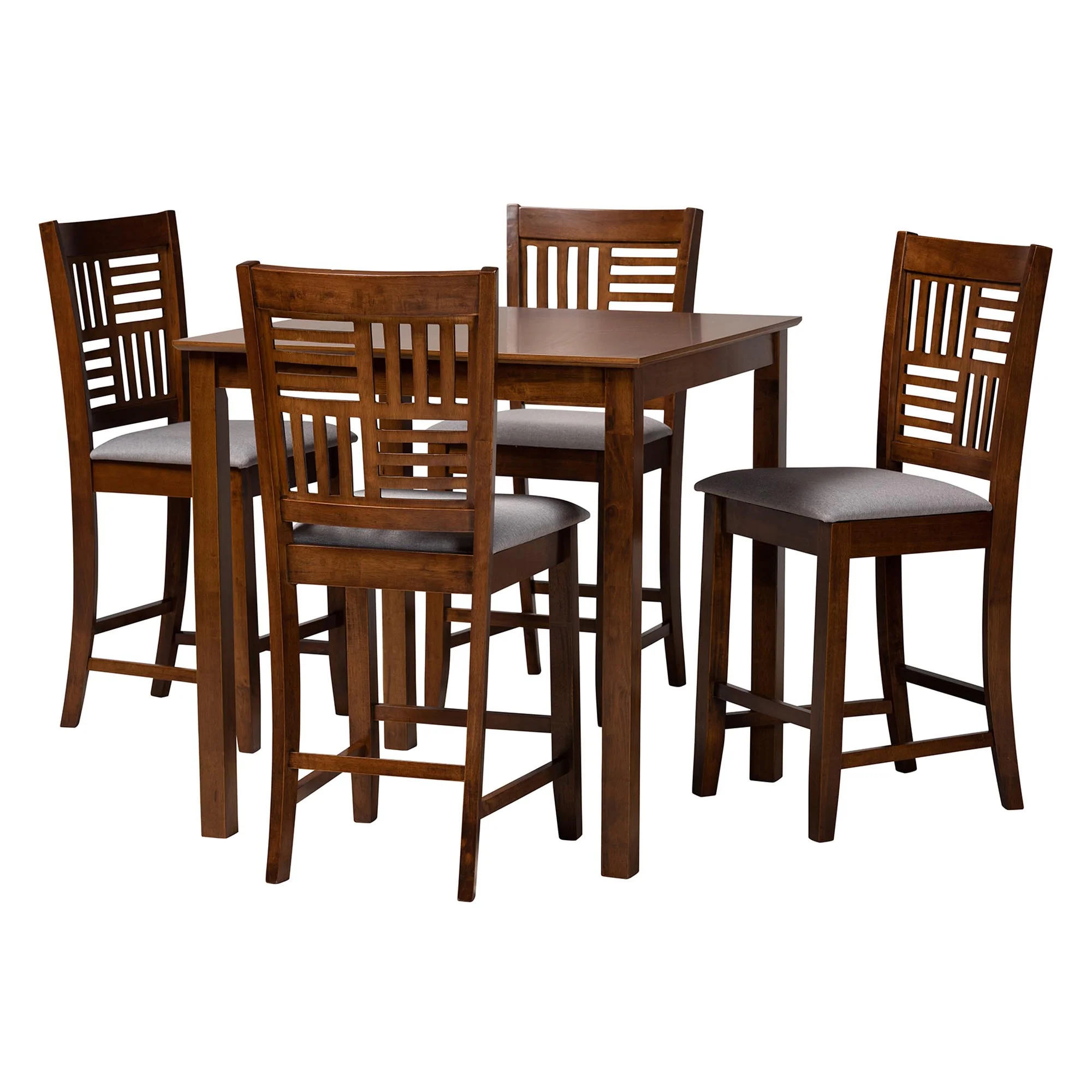 Baxton Studio Deanna Modern Beige Fabric and Dark Brown Finished Wood 5-Piece Pub Set - Image 24