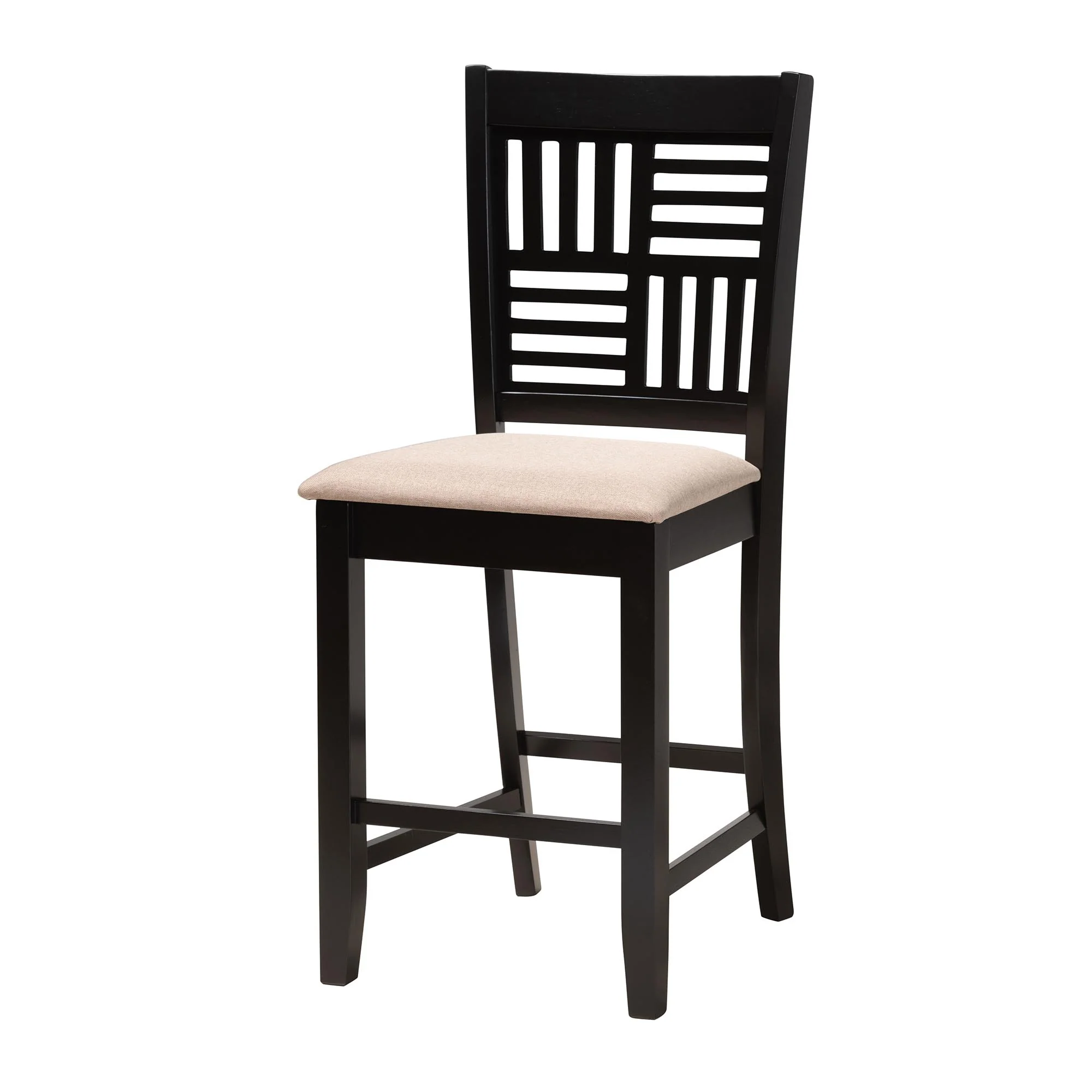 Baxton Studio Deanna Modern Beige Fabric and Dark Brown Finished Wood 5-Piece Pub Set - Image 5