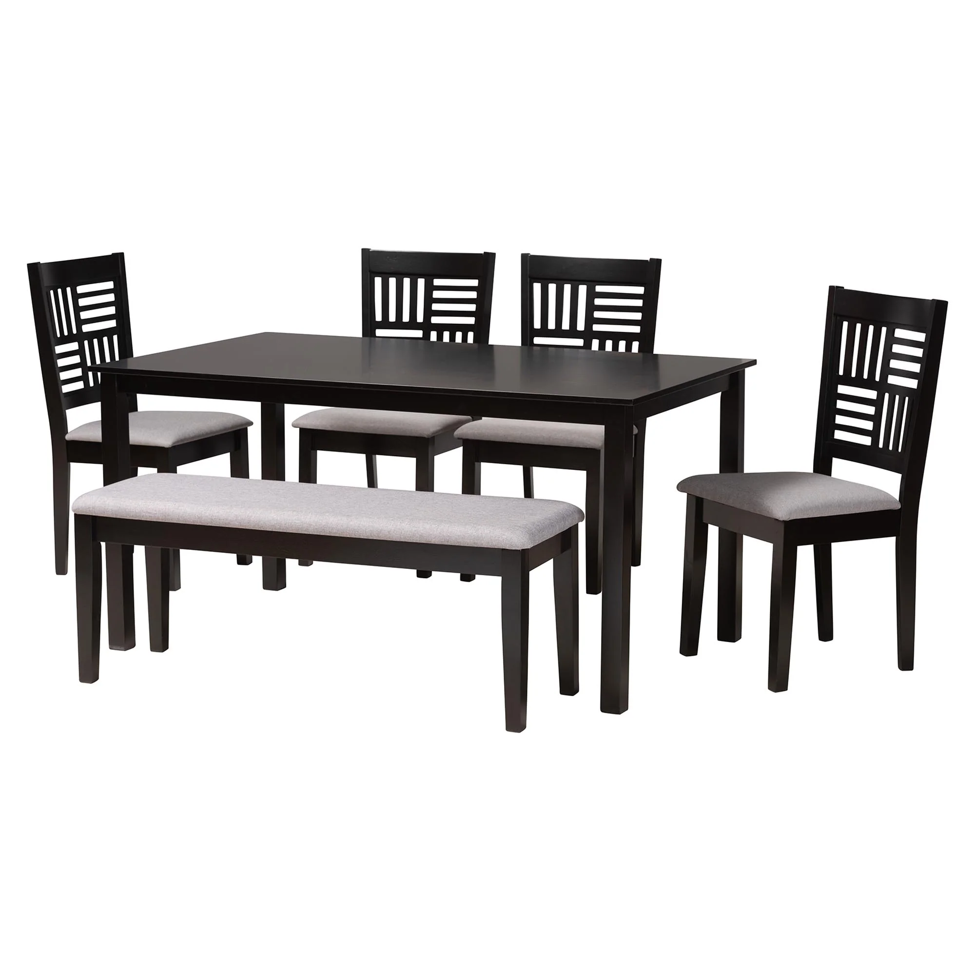 Baxton Studio Deanna Modern Beige Fabric and Dark Brown Finished Wood 6-Piece Dining Set - Image 16