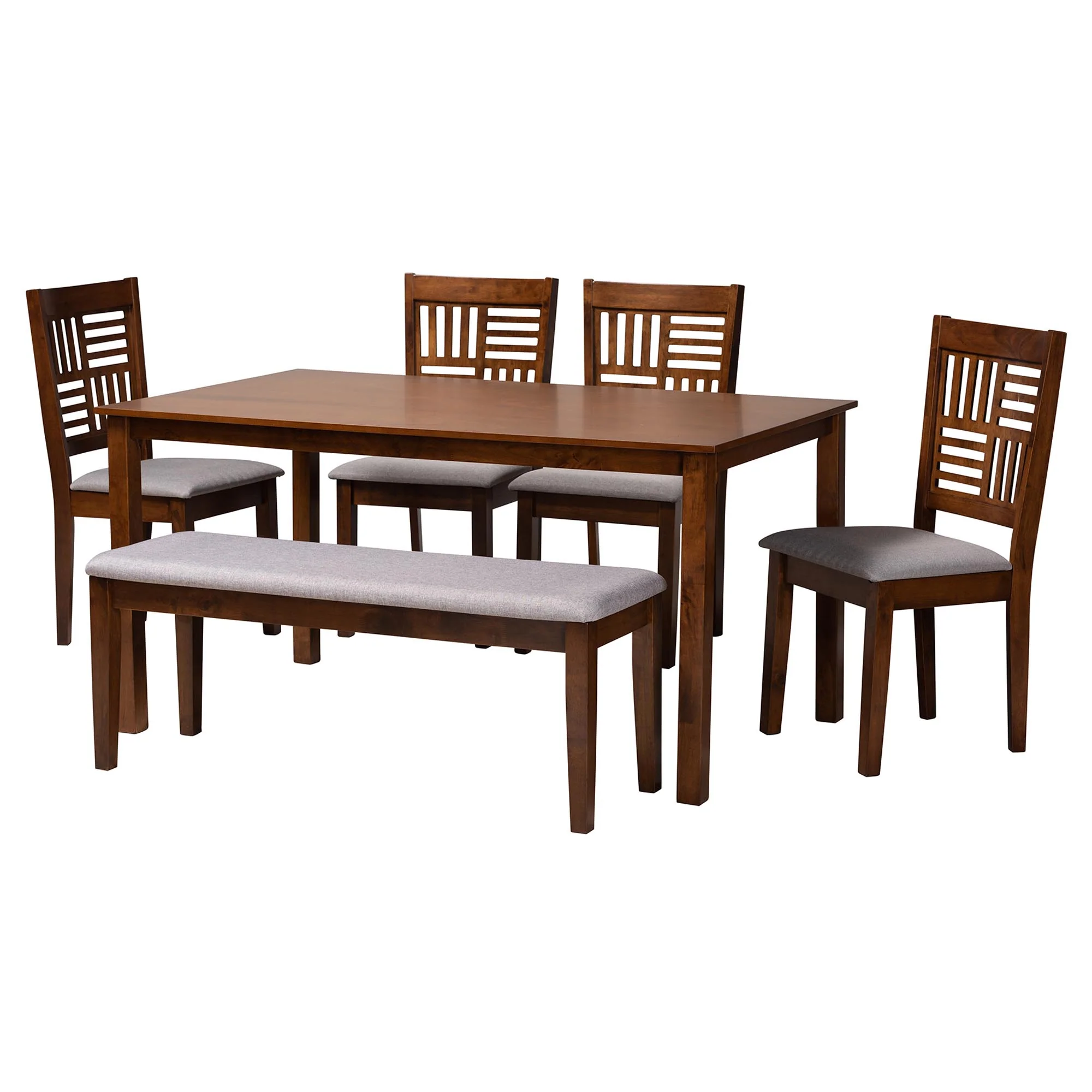 Baxton Studio Deanna Modern Beige Fabric and Dark Brown Finished Wood 6-Piece Dining Set - Image 27