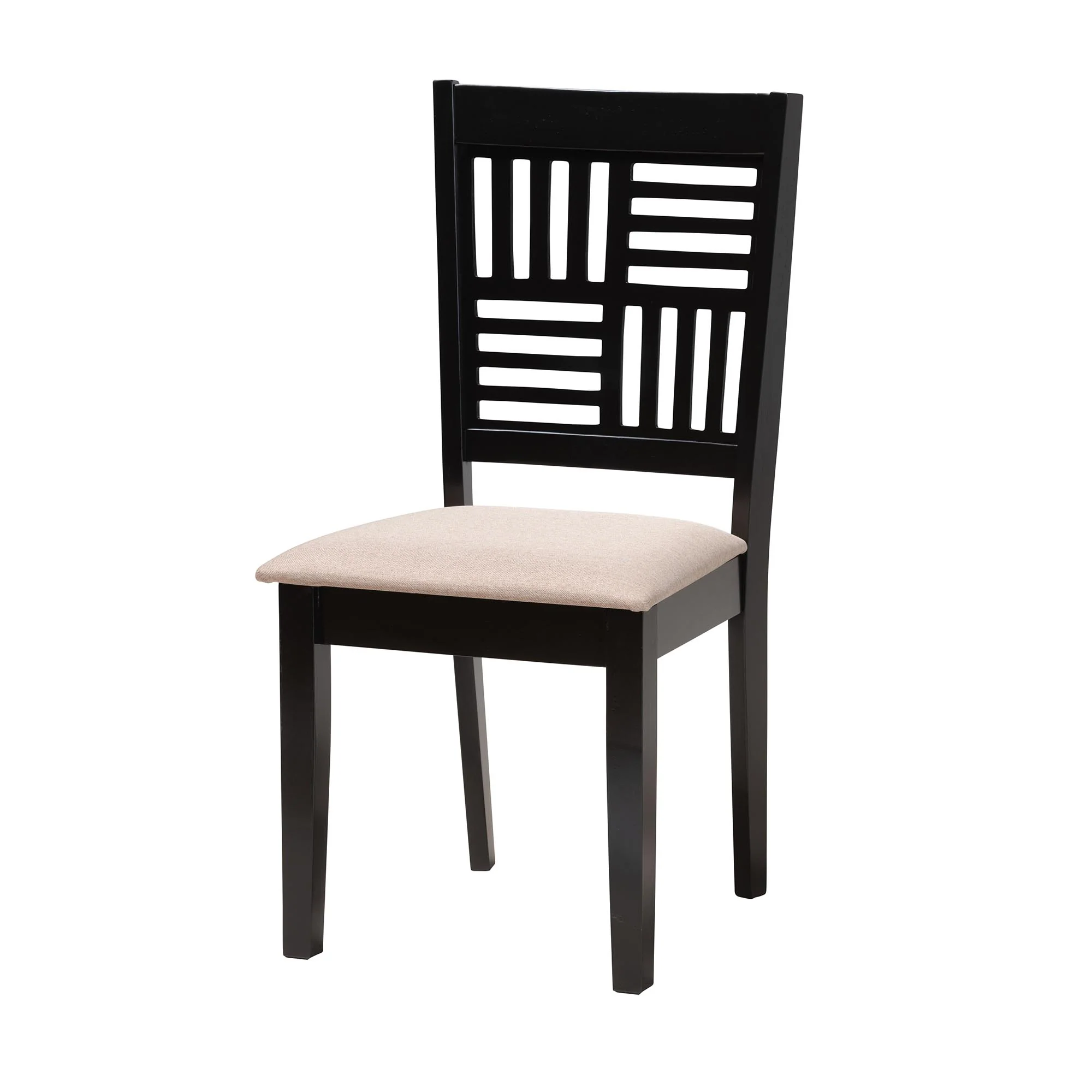 Baxton Studio Deanna Modern Beige Fabric and Dark Brown Finished Wood 7-Piece Dining Set - Image 5
