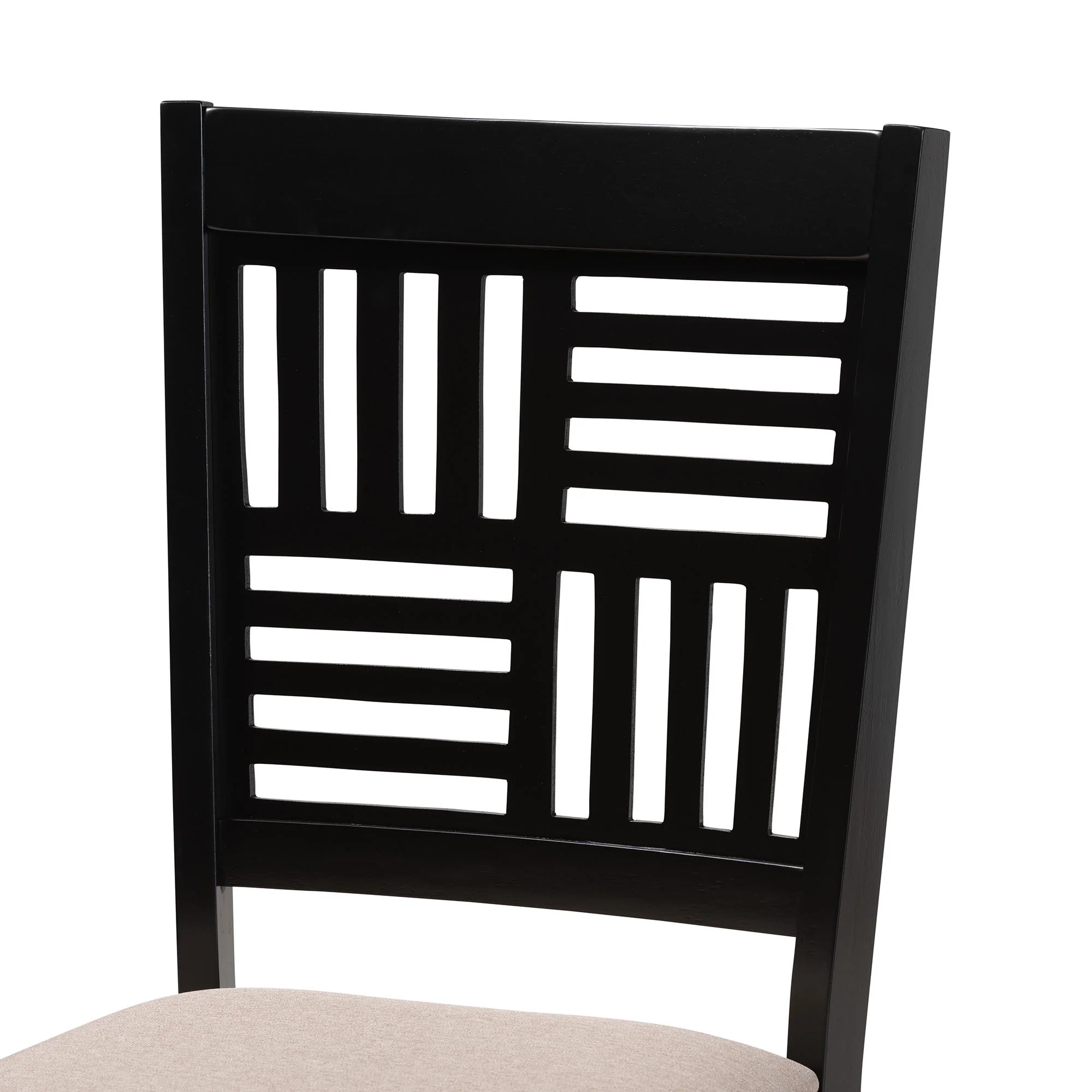 Baxton Studio Deanna Modern Beige Fabric and Dark Brown Finished Wood 7-Piece Dining Set - Image 8