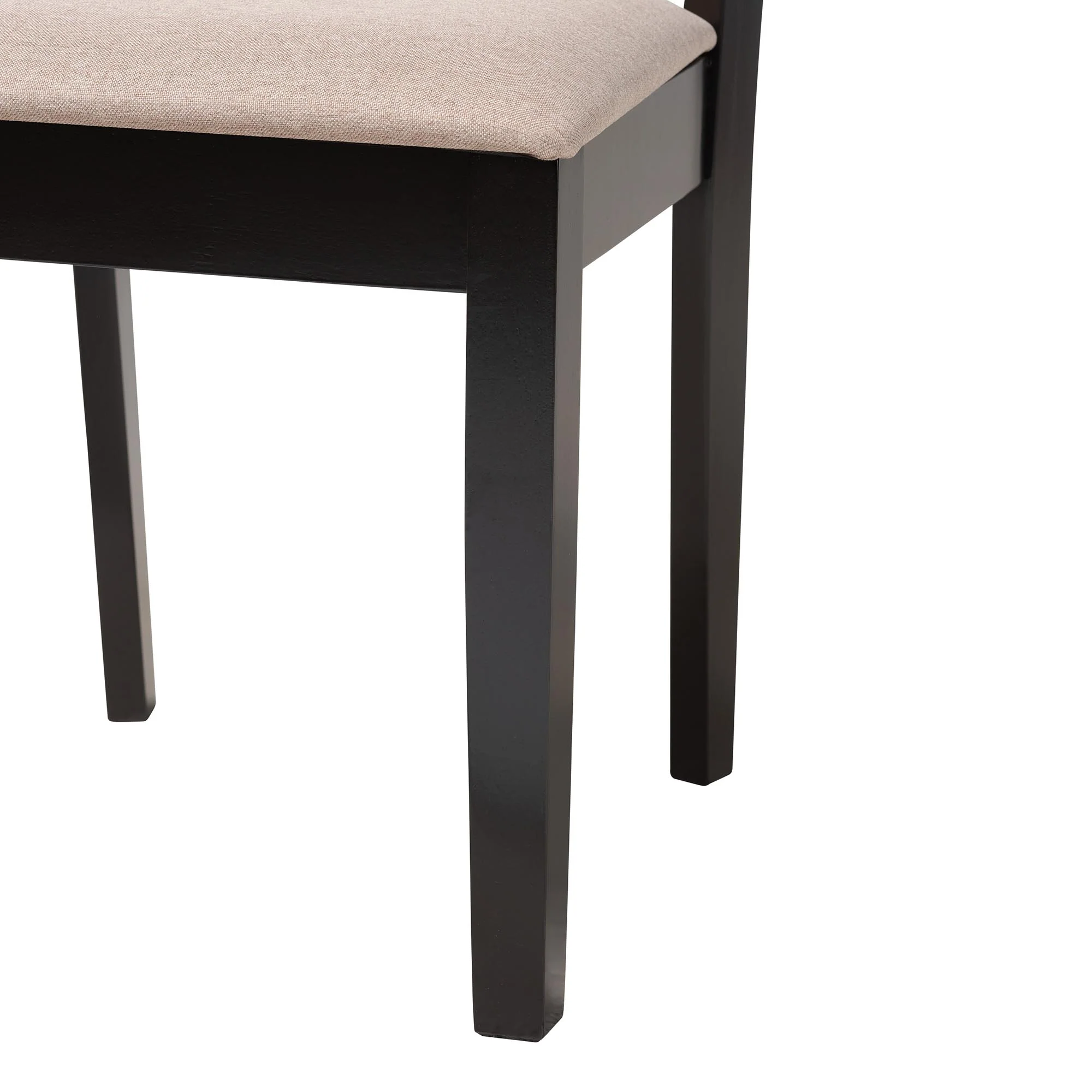 Baxton Studio Deanna Modern Beige Fabric and Dark Brown Finished Wood 7-Piece Dining Set - Image 9
