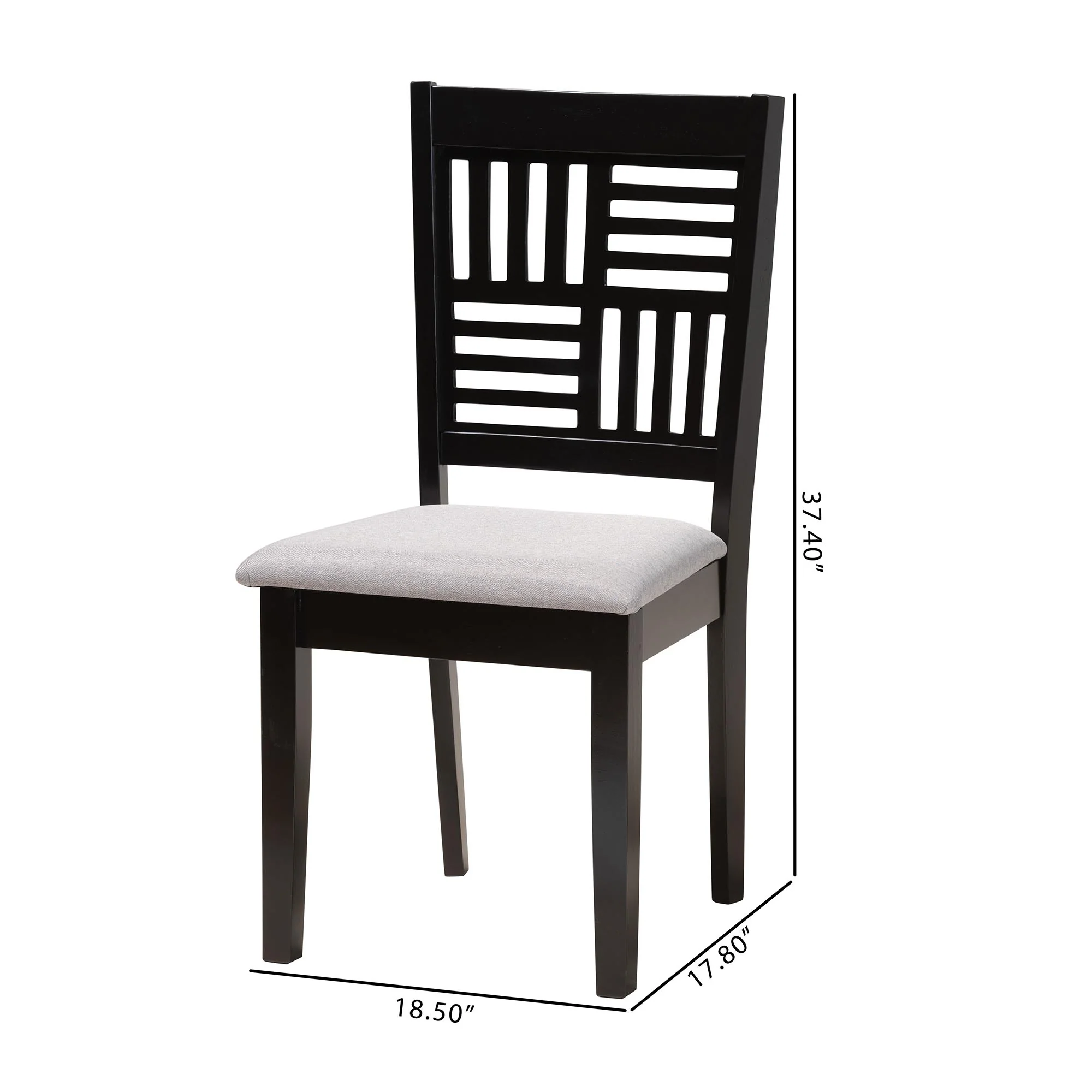 Baxton Studio Deanna Modern Grey Fabric and Dark Brown Finished Wood 2-Piece Dining Chair Set - Image 3
