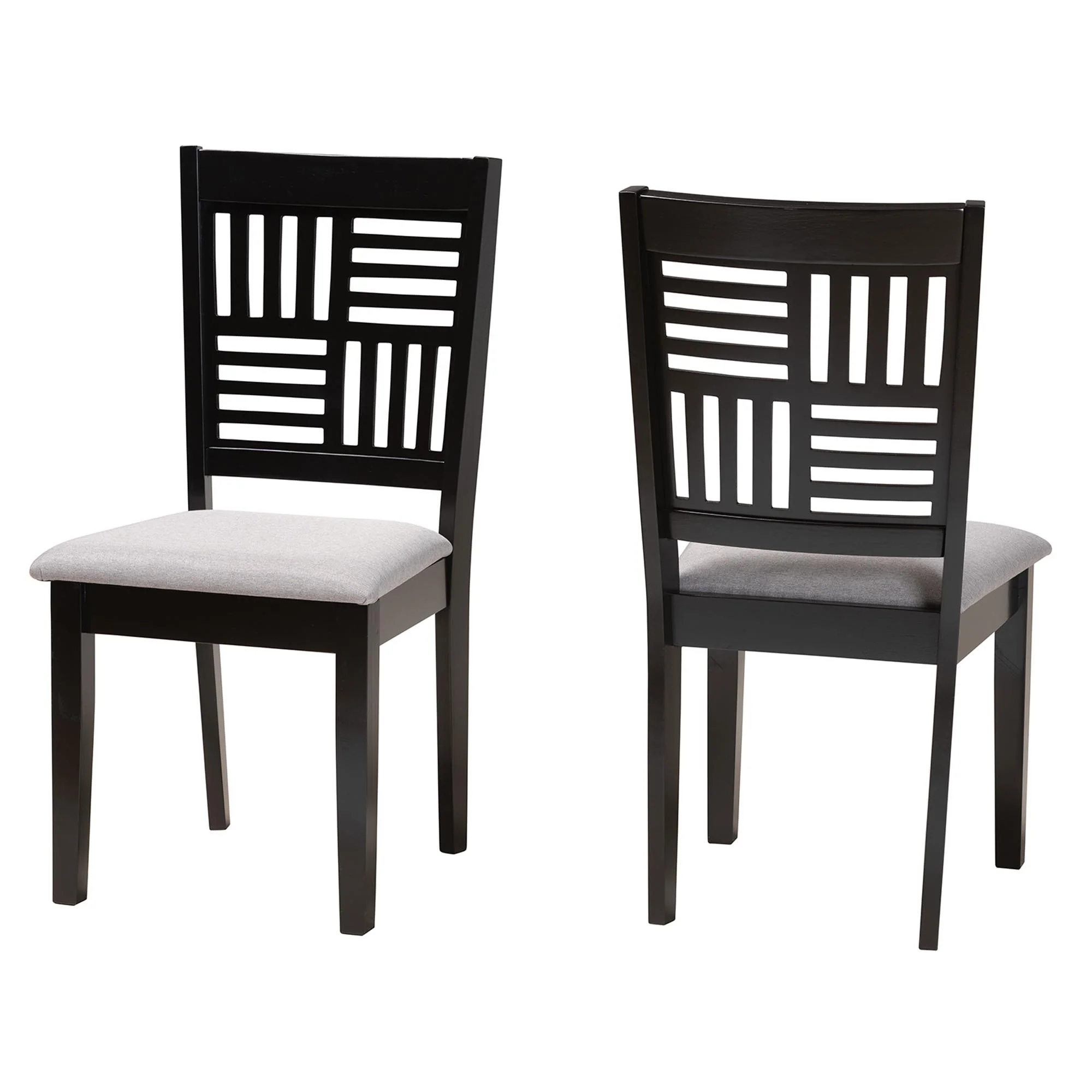 Baxton Studio Deanna Modern Grey Fabric and Dark Brown Finished Wood 2-Piece Dining Chair Set - Image 4