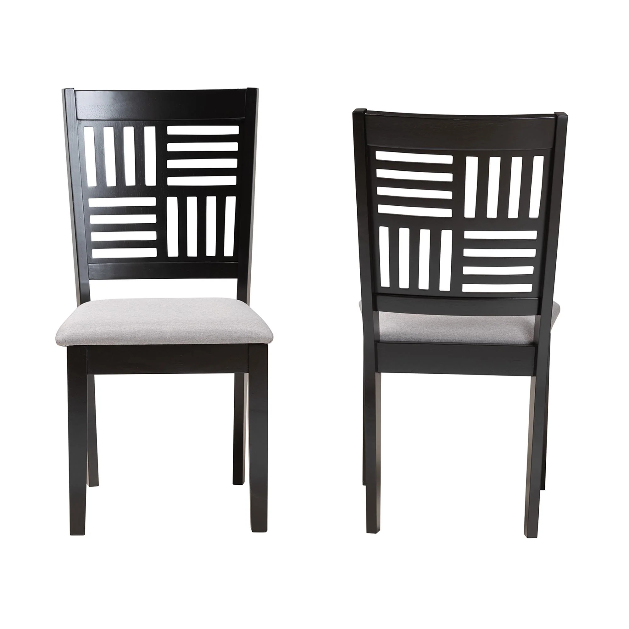Baxton Studio Deanna Modern Grey Fabric and Dark Brown Finished Wood 2-Piece Dining Chair Set - Image 5