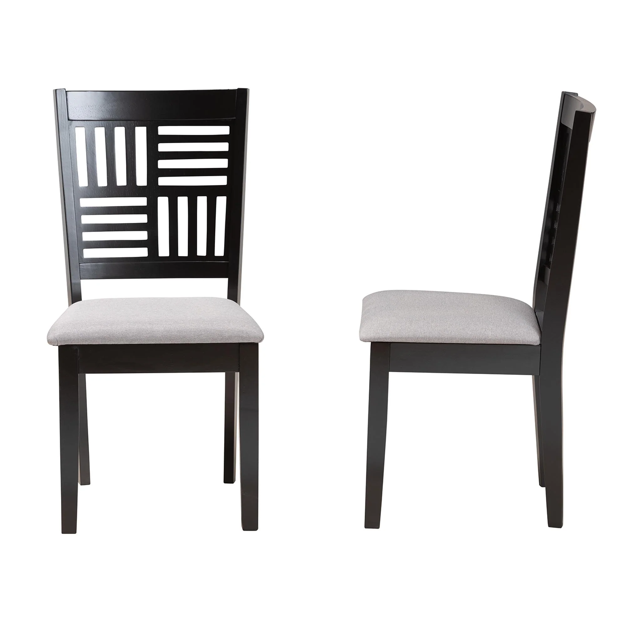 Baxton Studio Deanna Modern Grey Fabric and Dark Brown Finished Wood 2-Piece Dining Chair Set - Image 6