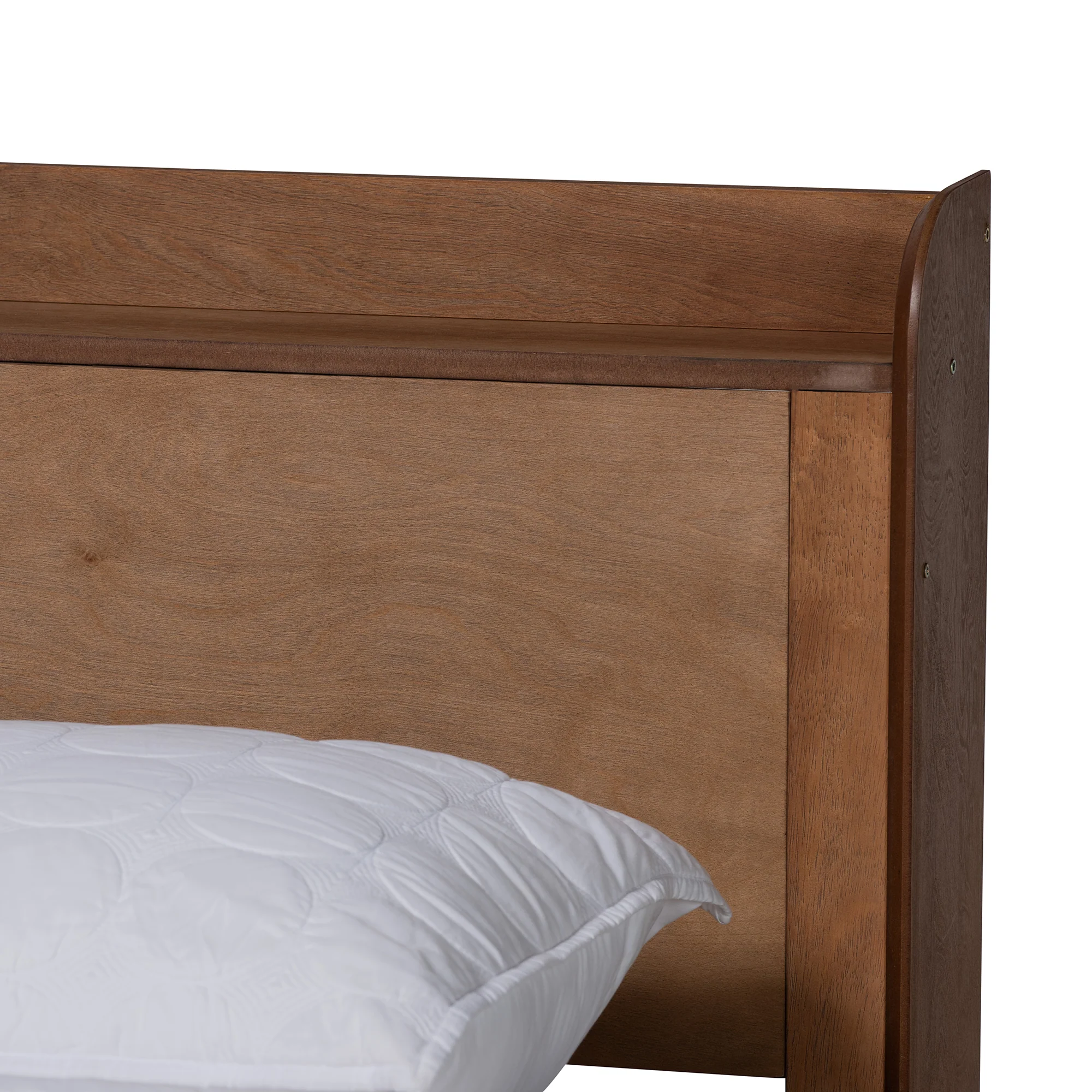 Baxton Studio Decker Mid-Century Modern Transitional Walnut Brown Finished Wood Queen Size Platform Bed with Charging Station - Image 5